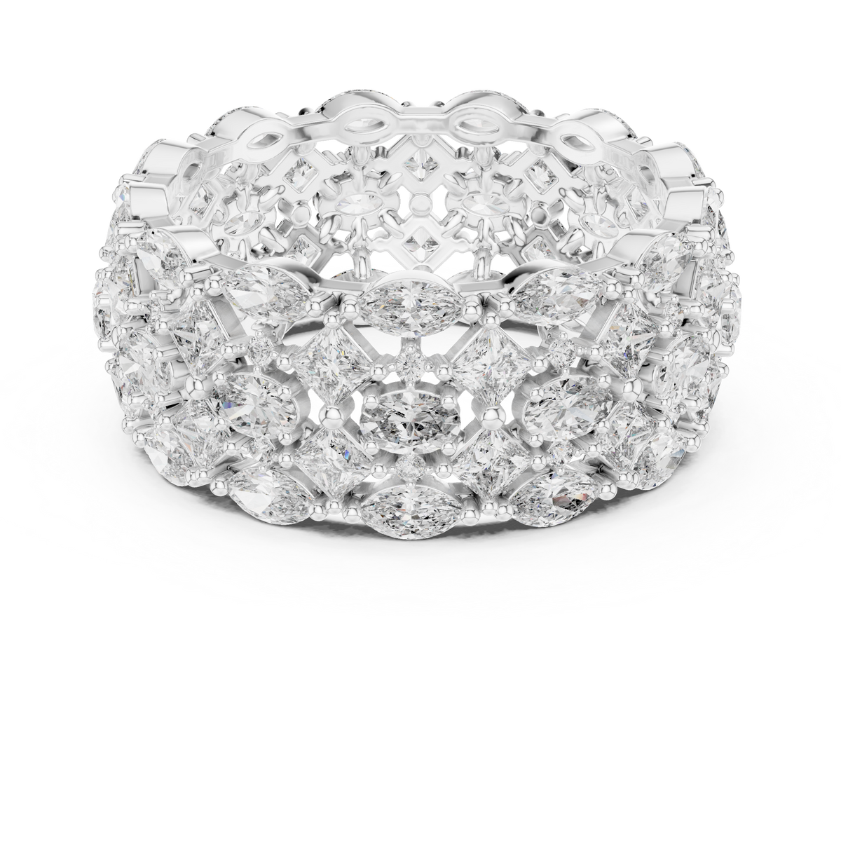 Multi-Shape Diamond Wide Eternity Statement Ring
