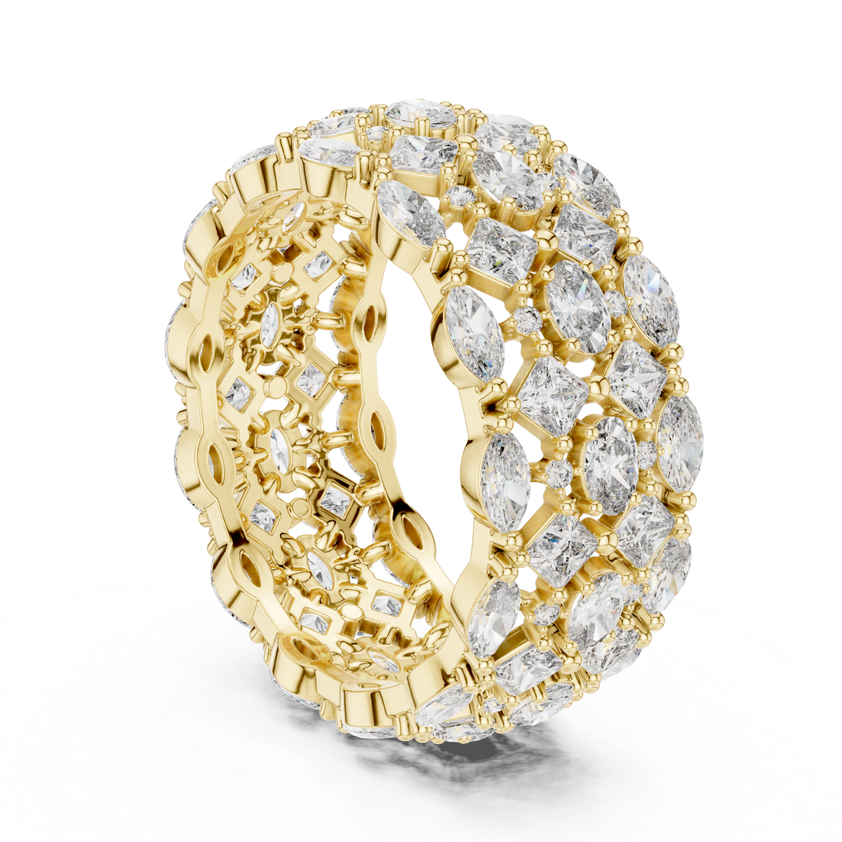 Multi-Shape Diamond Wide Eternity Statement Ring