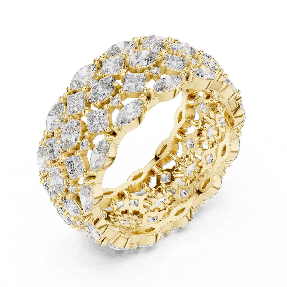 Multi-Shape Diamond Wide Eternity Statement Ring