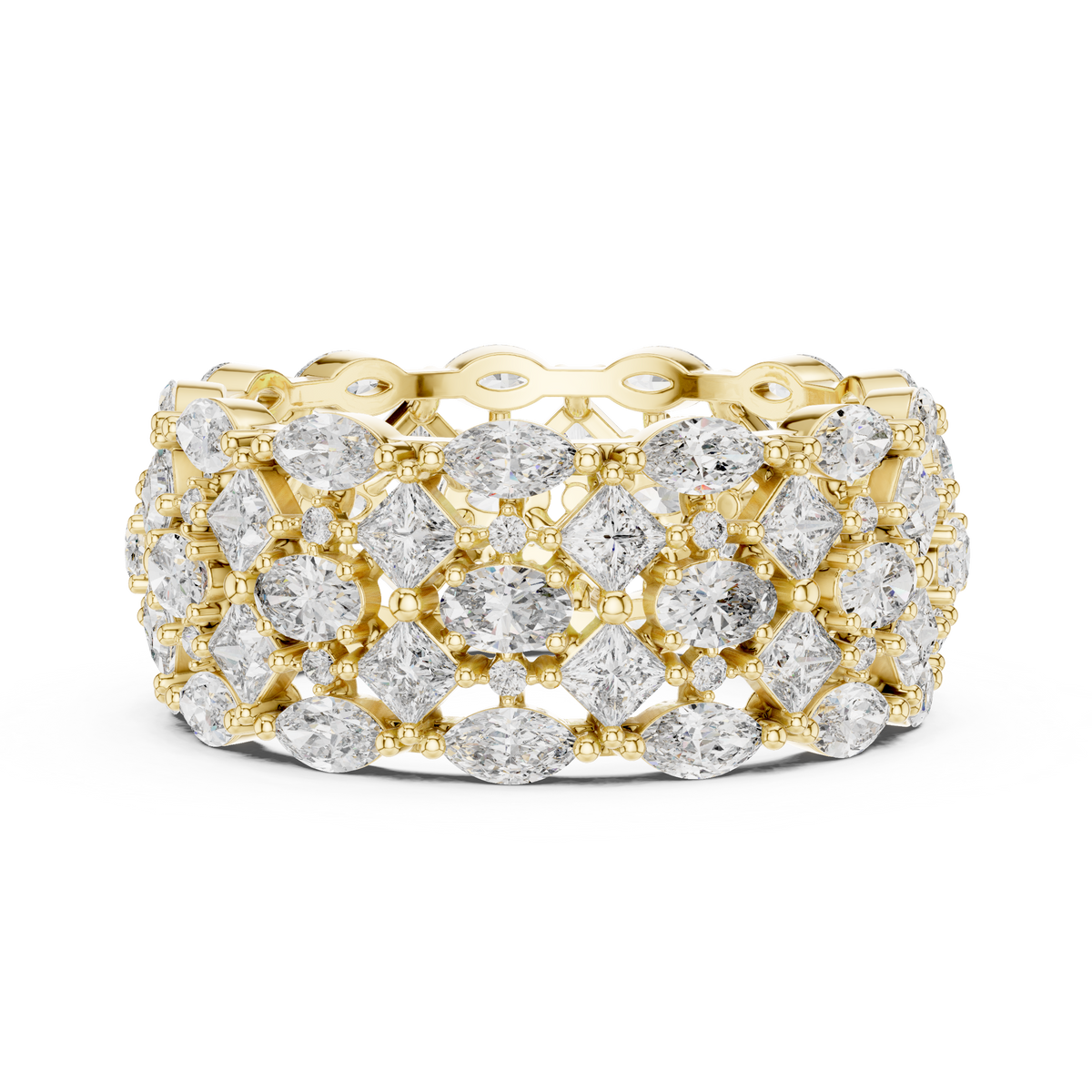 Multi-Shape Diamond Wide Eternity Statement Ring