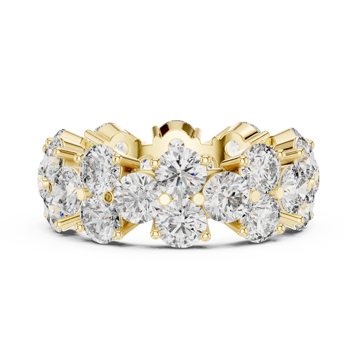 Multi-Row Round Stone Statement Eternity Band Ring
