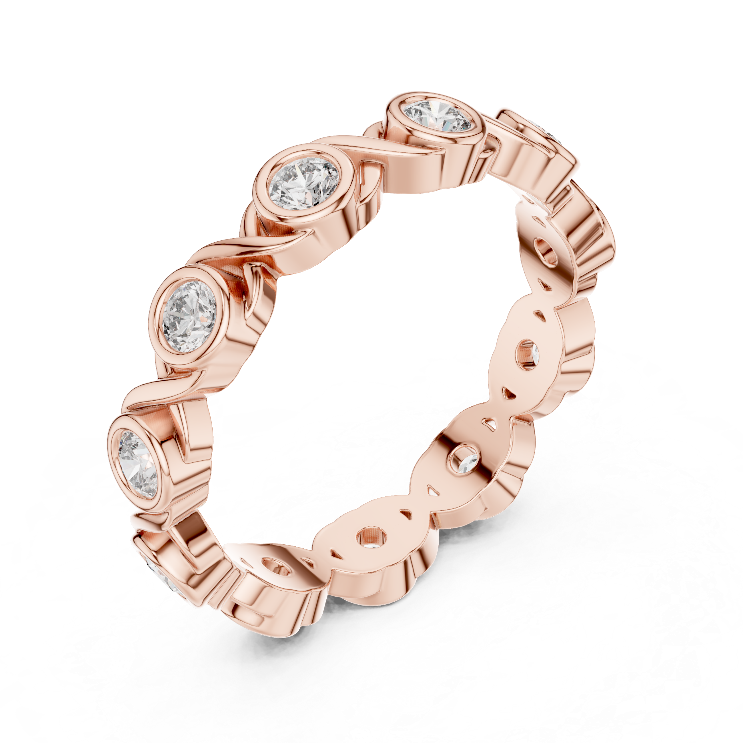 Round Bezel-Set Infinity Eternity Band Ring