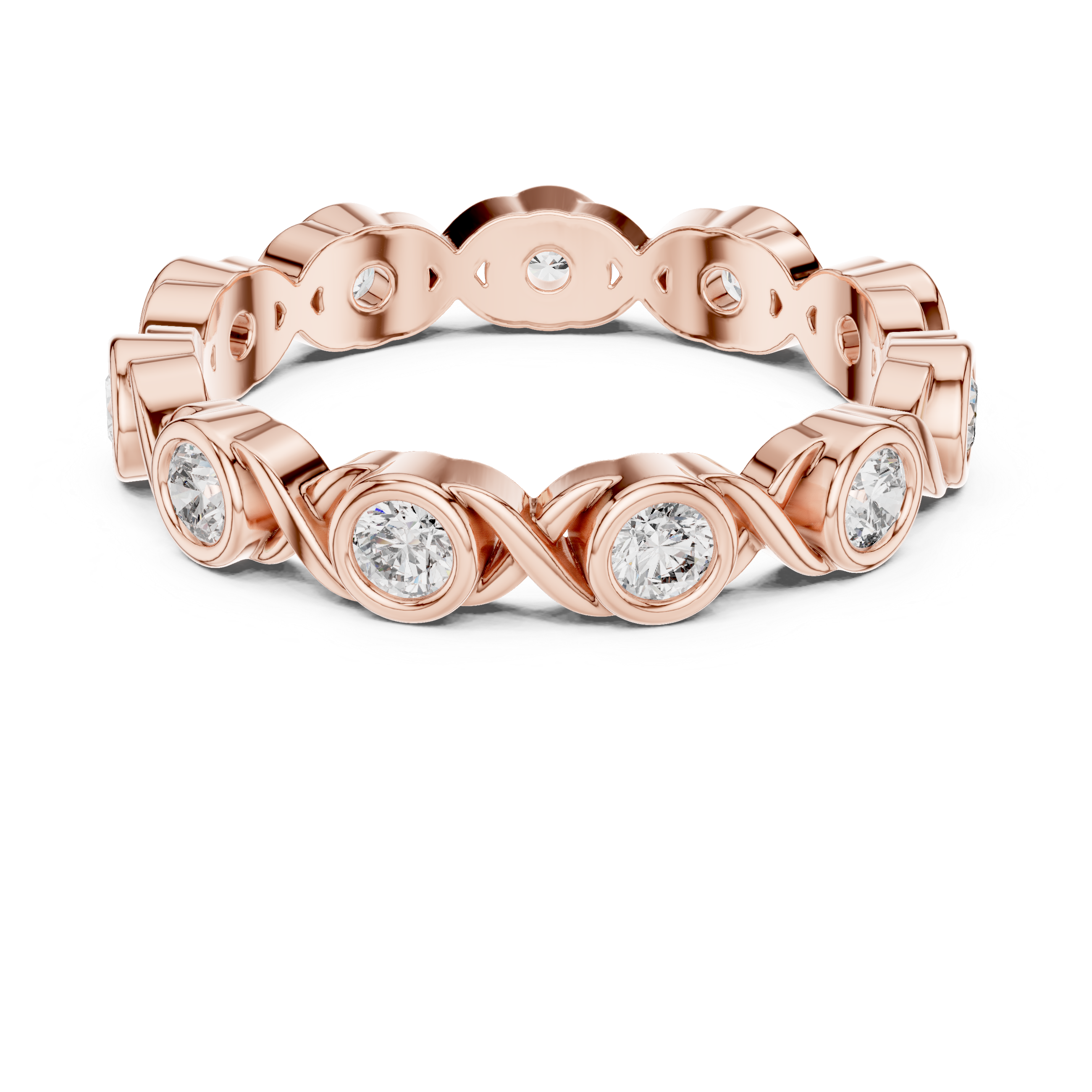 Round Bezel-Set Infinity Eternity Band Ring