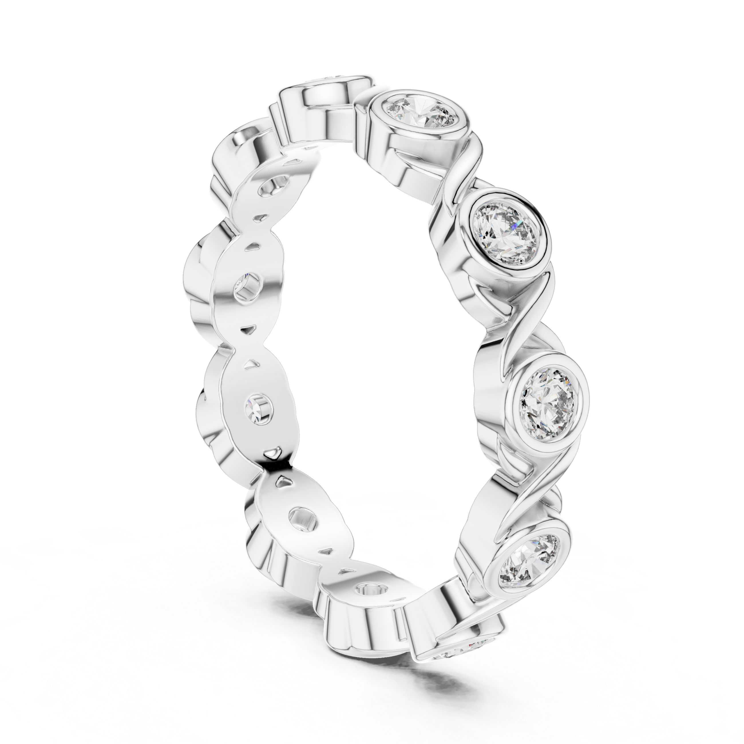 Round Bezel-Set Infinity Eternity Band Ring