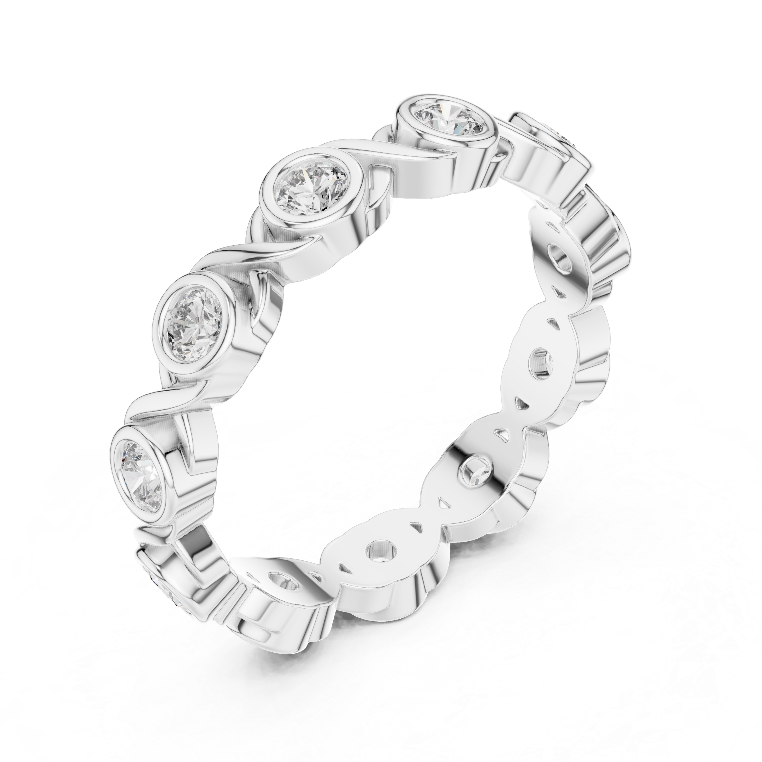 Round Bezel-Set Infinity Eternity Band Ring