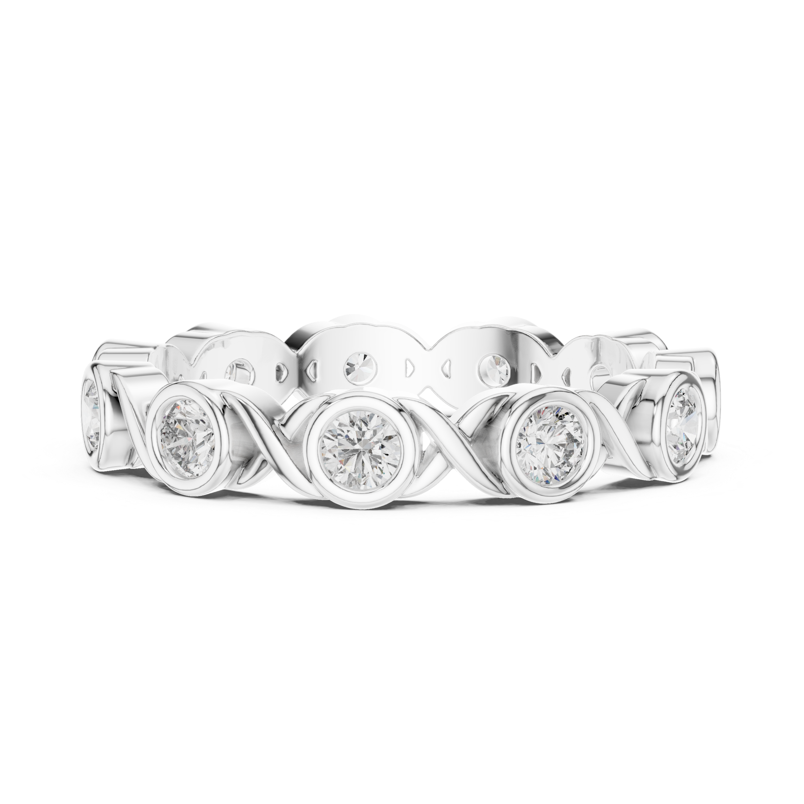 Round Bezel-Set Infinity Eternity Band Ring