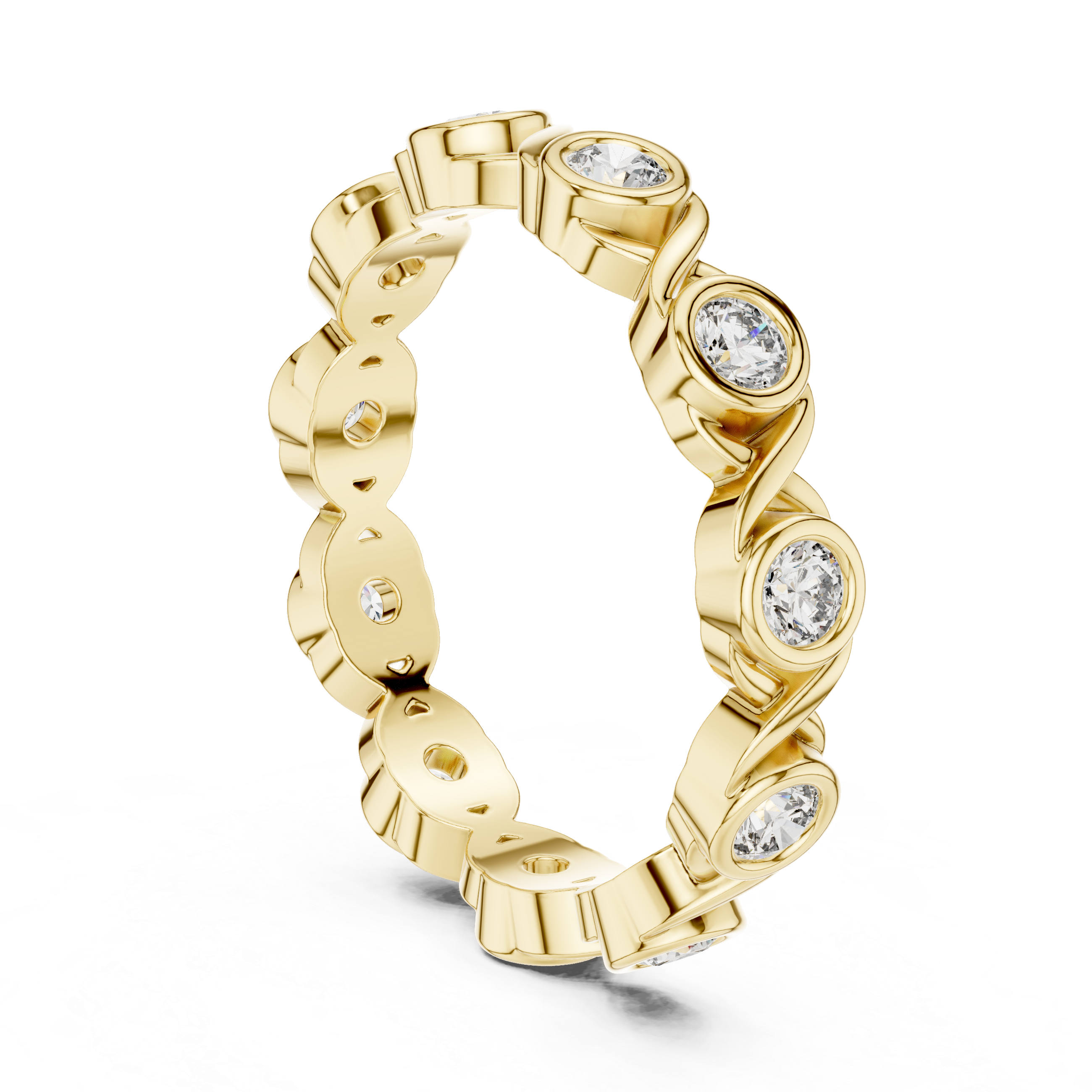 Round Bezel-Set Infinity Eternity Band Ring
