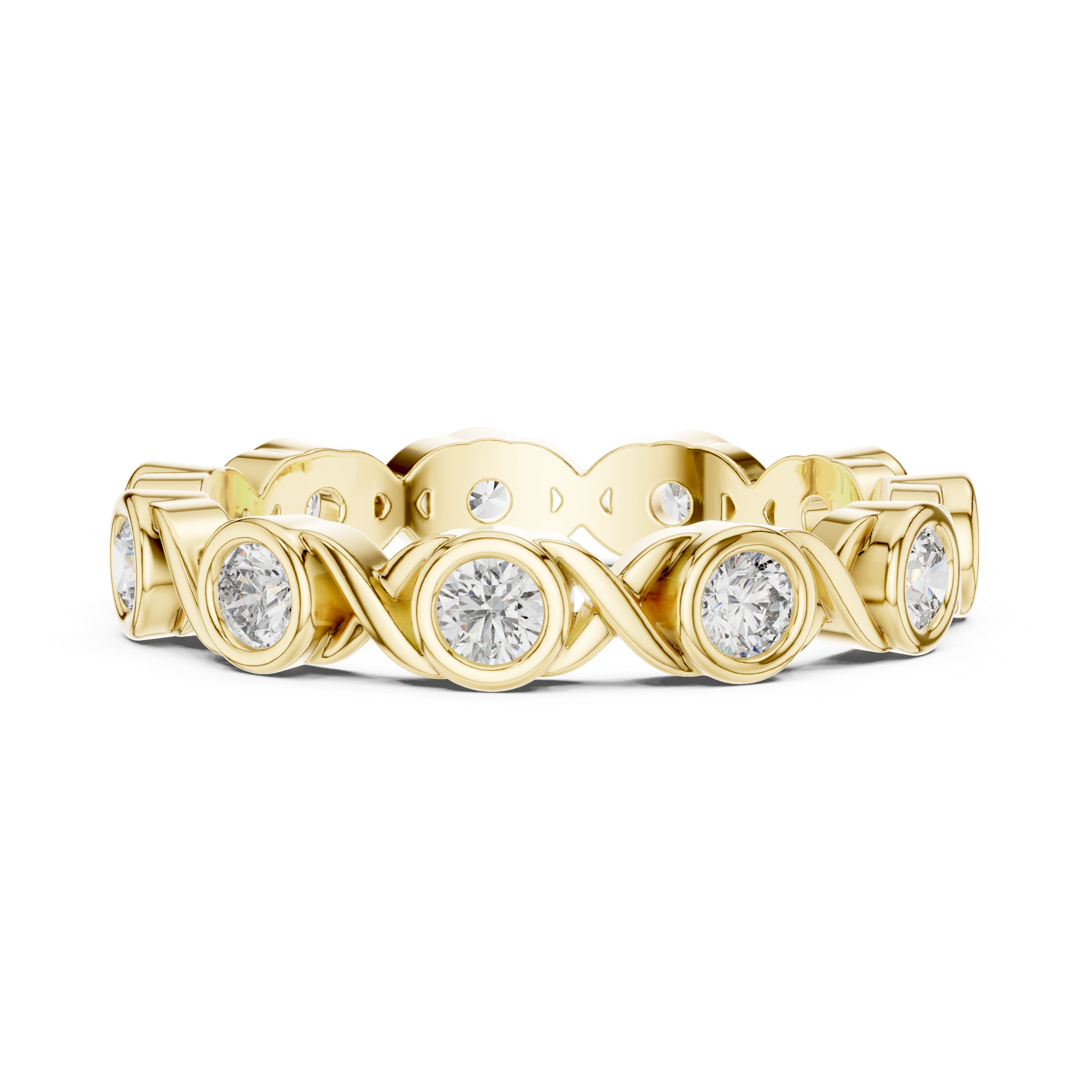 Round Bezel-Set Infinity Eternity Band Ring