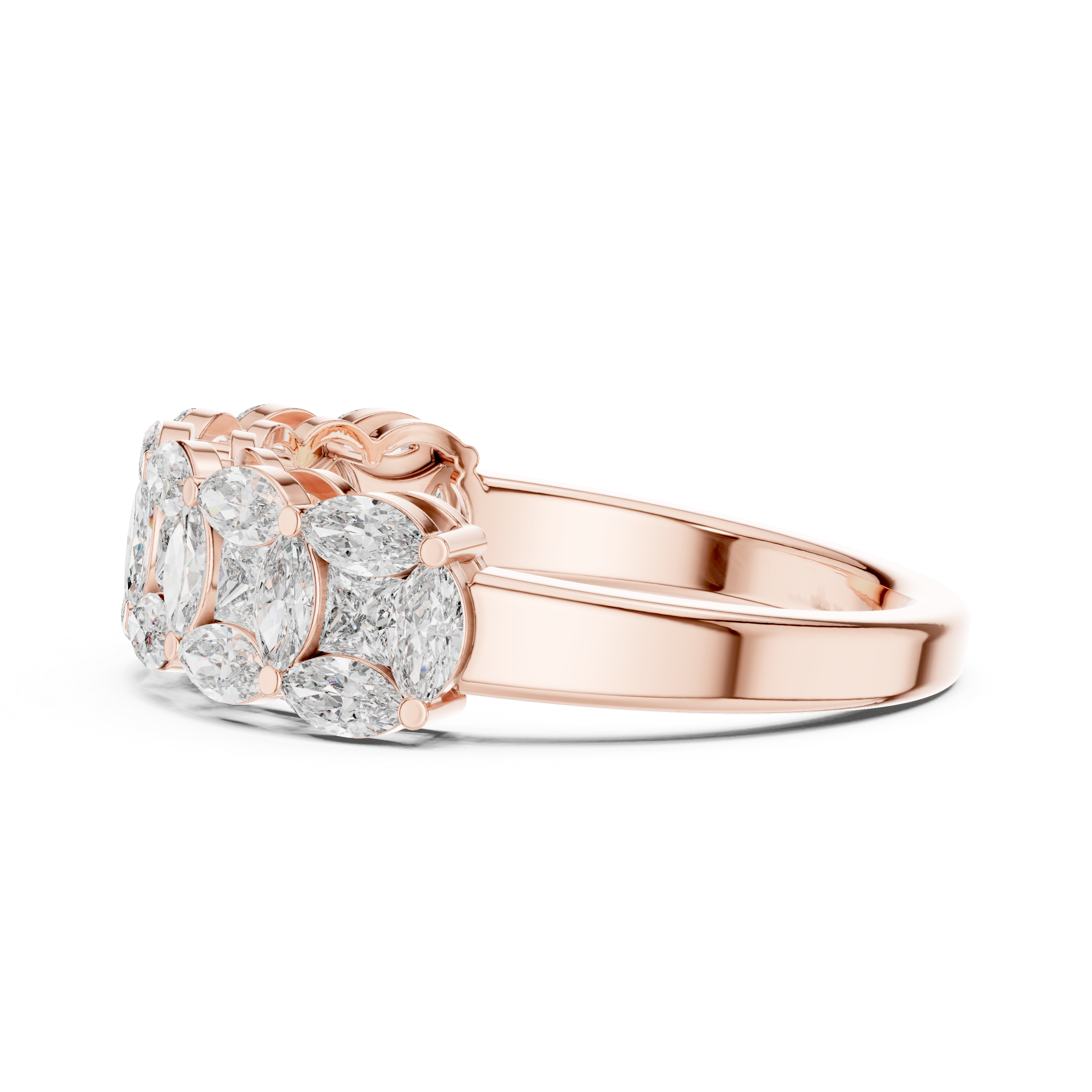 Marquise and Princess-Cut Geometric Anniversary Band Ring