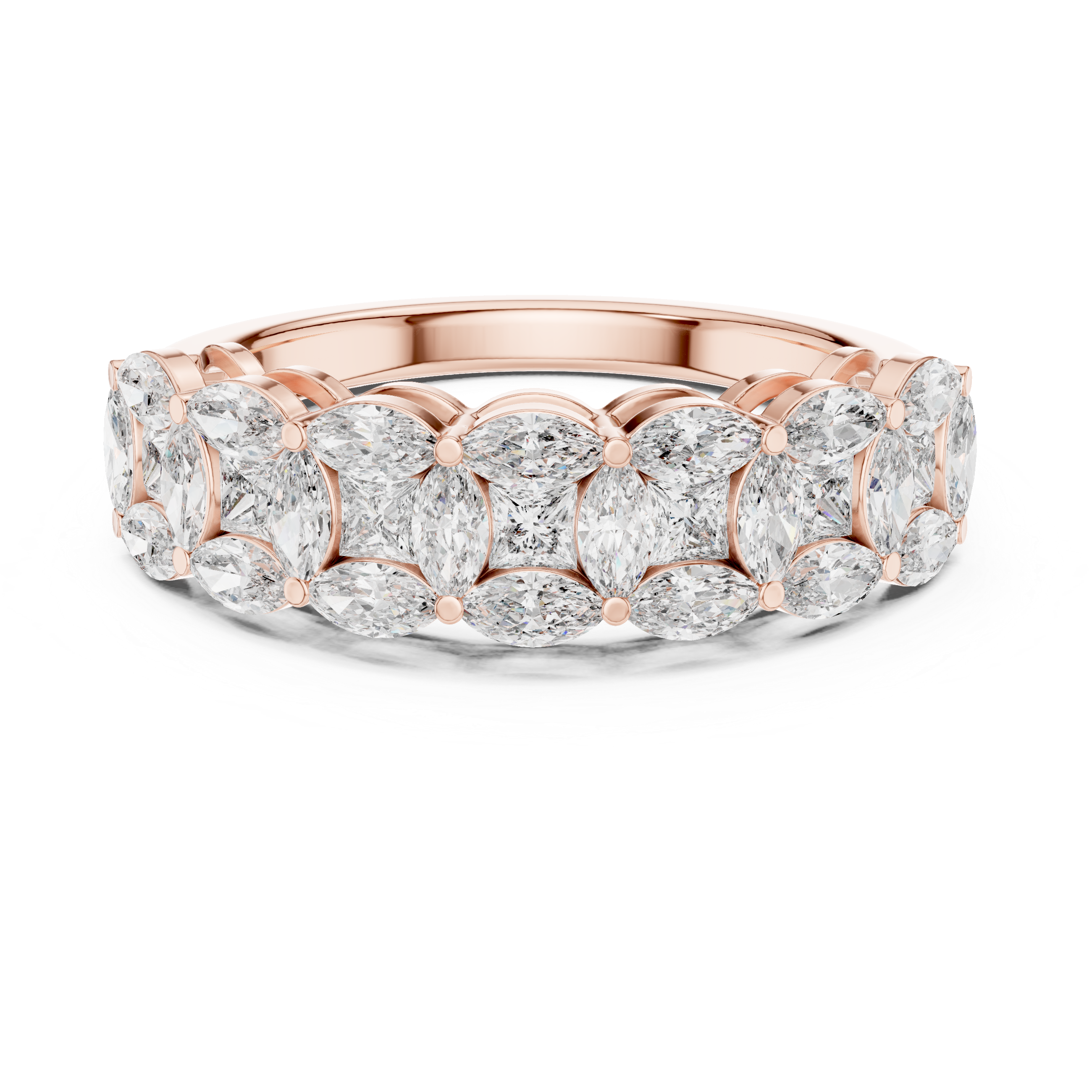 Marquise and Princess-Cut Geometric Anniversary Band Ring