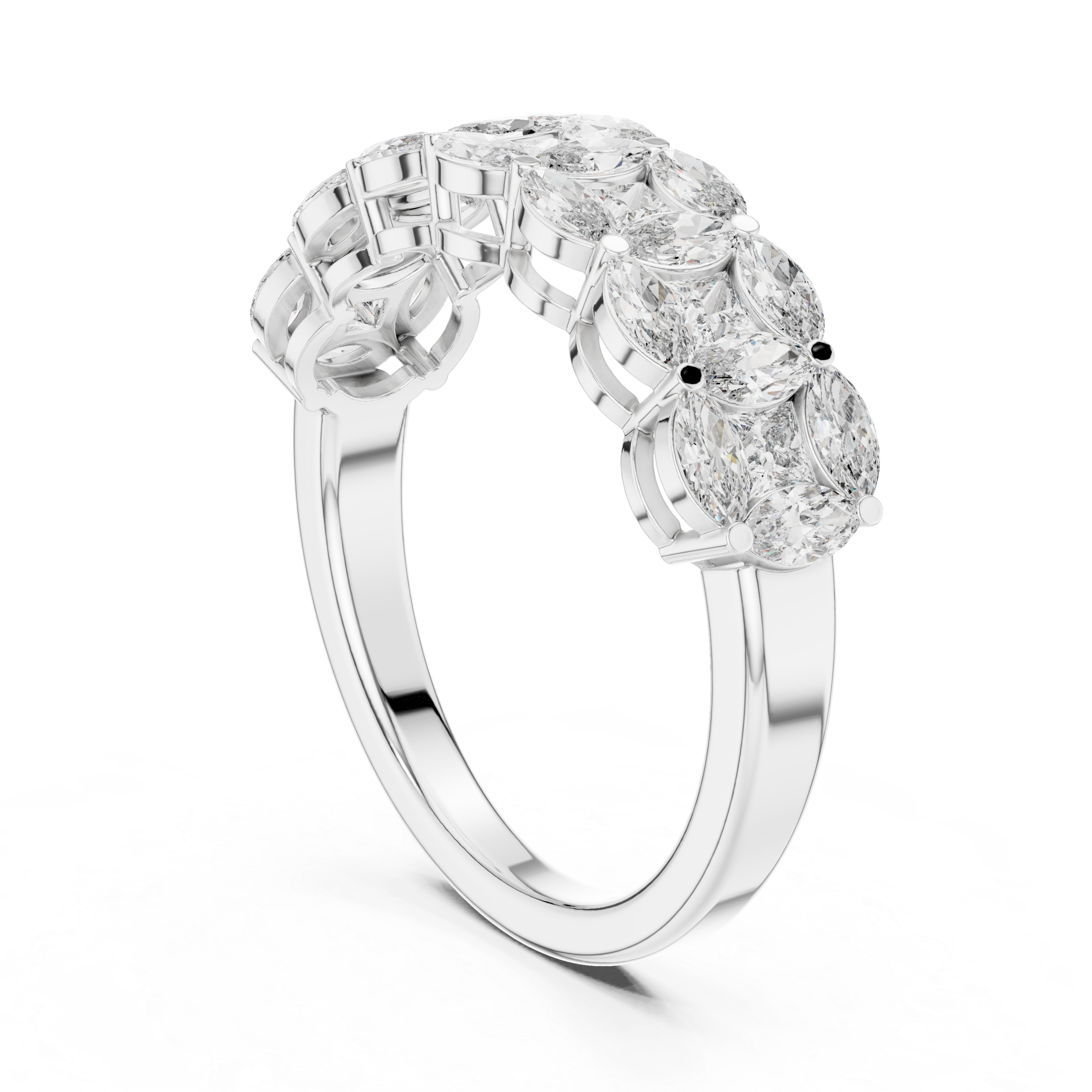 Marquise and Princess-Cut Geometric Anniversary Band Ring