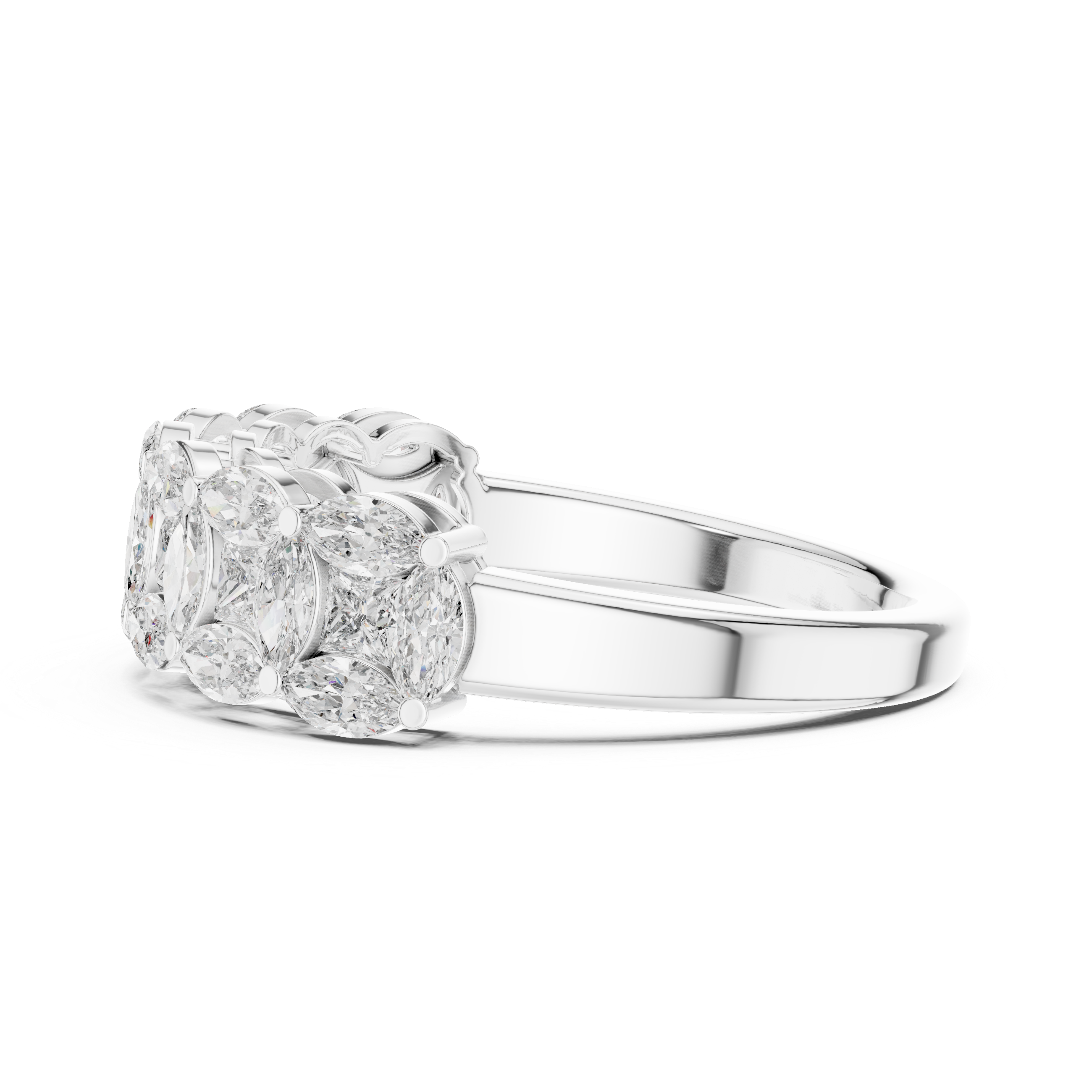 Marquise and Princess-Cut Geometric Anniversary Band Ring