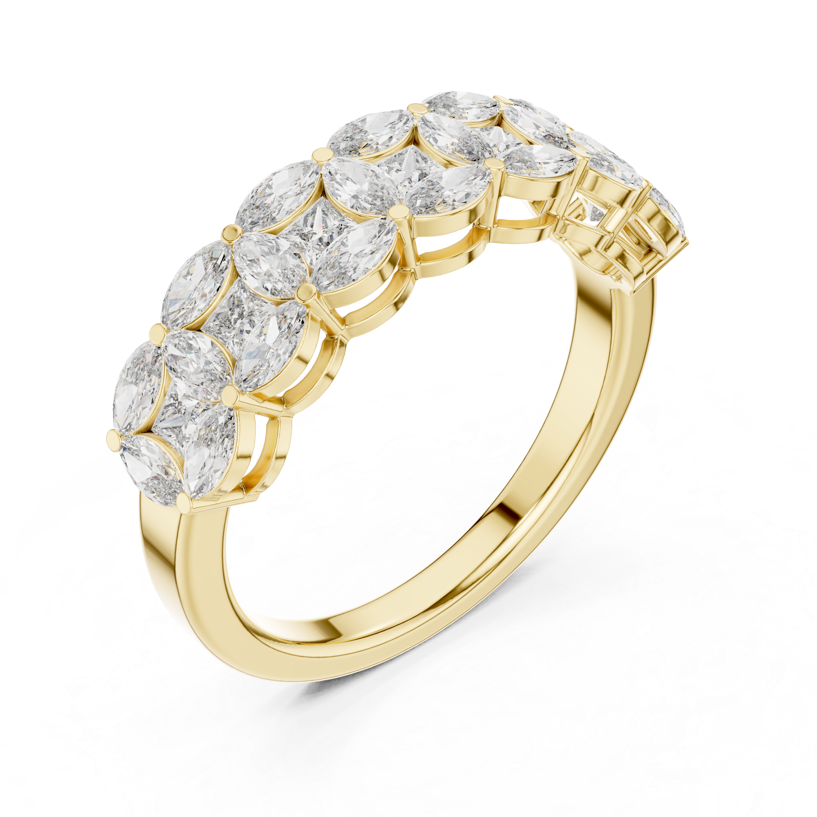 Marquise and Princess-Cut Geometric Anniversary Band Ring