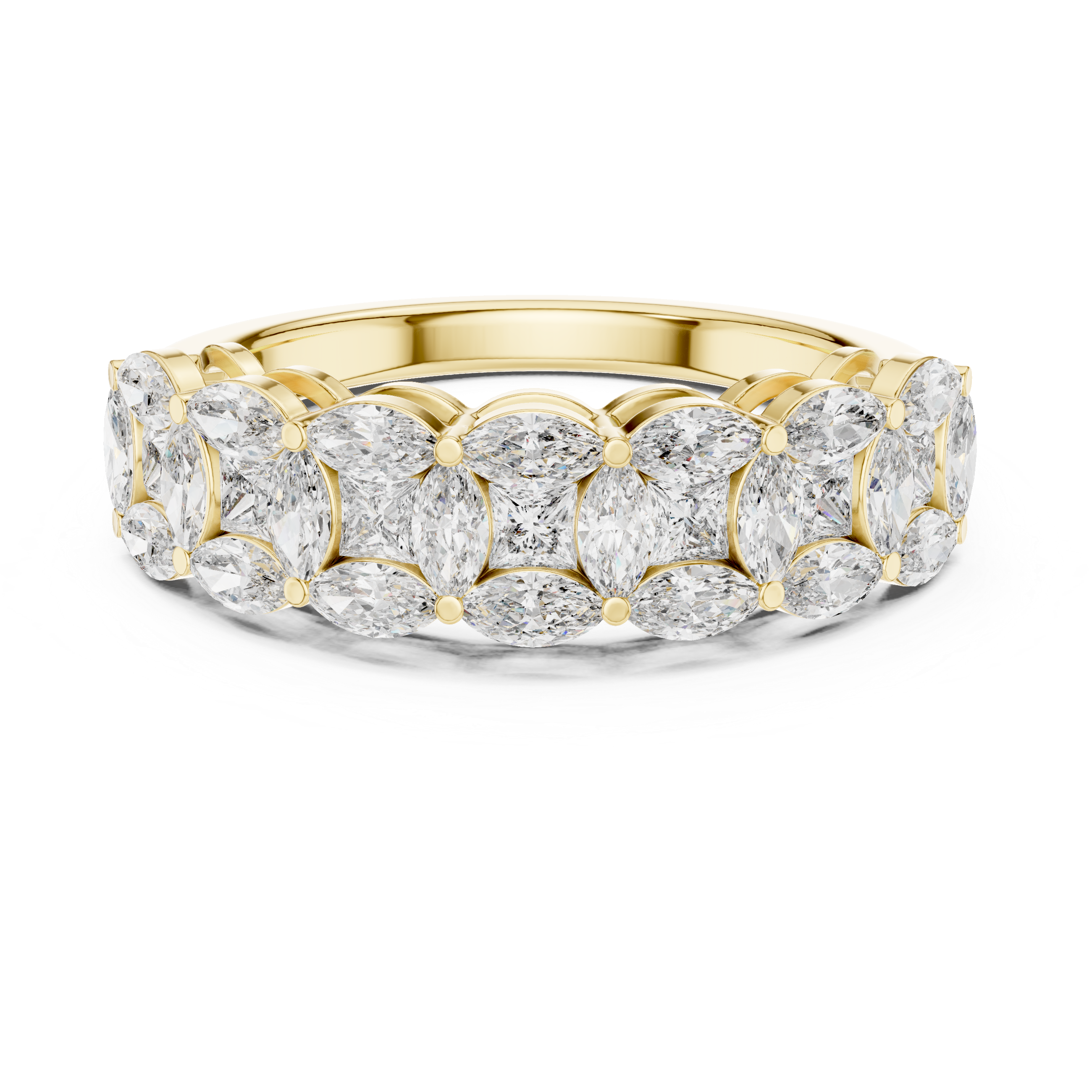 Marquise and Princess-Cut Geometric Anniversary Band Ring