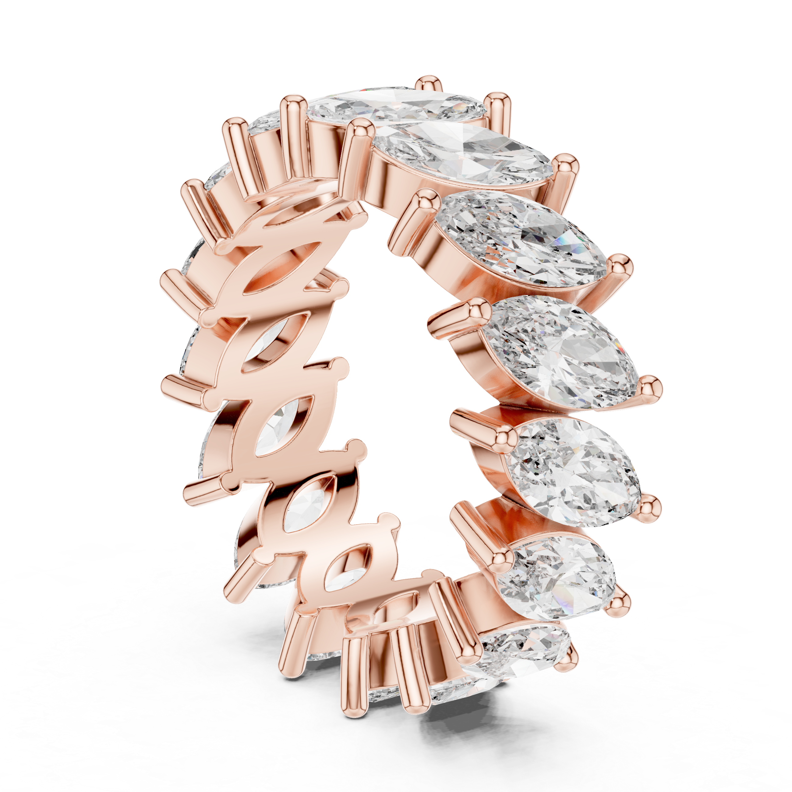 Full Eternity Marquise-Cut Diamond Leaf Band Ring