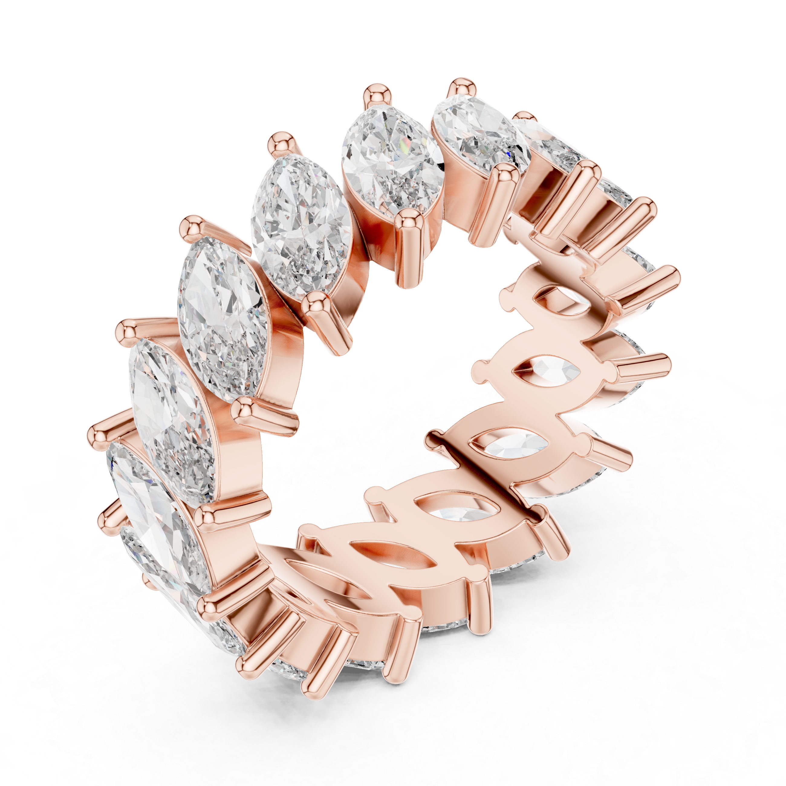 Full Eternity Marquise-Cut Diamond Leaf Band Ring