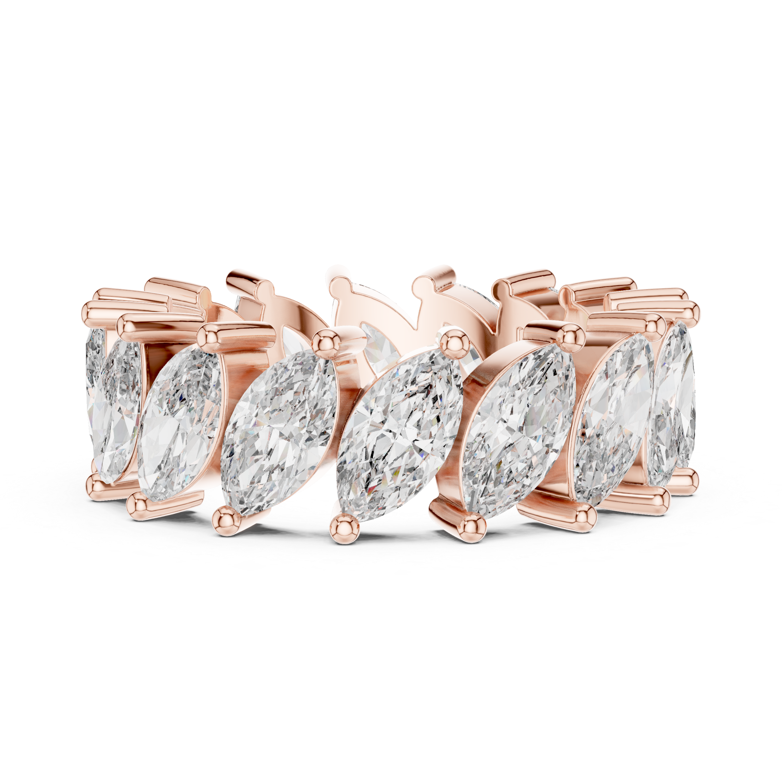Full Eternity Marquise-Cut Diamond Leaf Band Ring