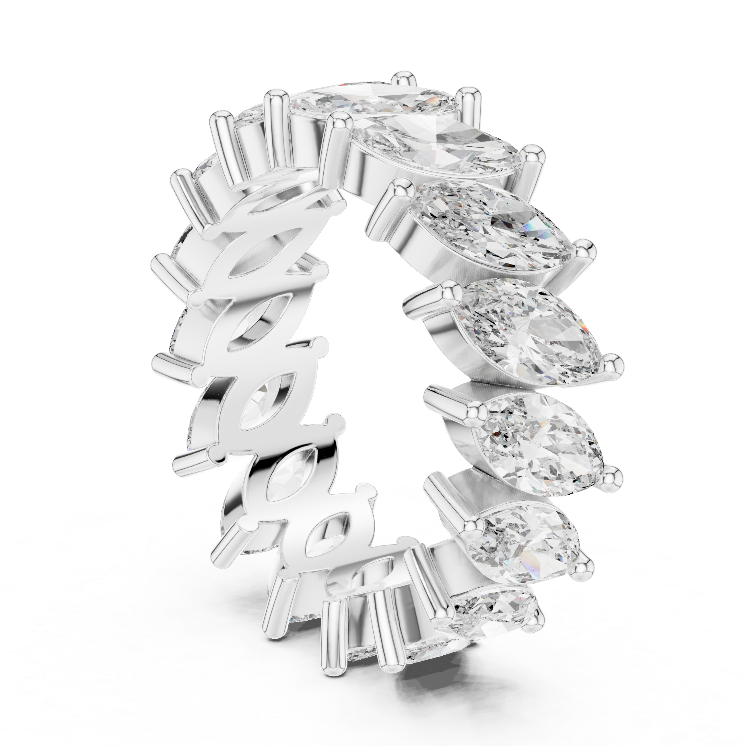 Full Eternity Marquise-Cut Diamond Leaf Band Ring