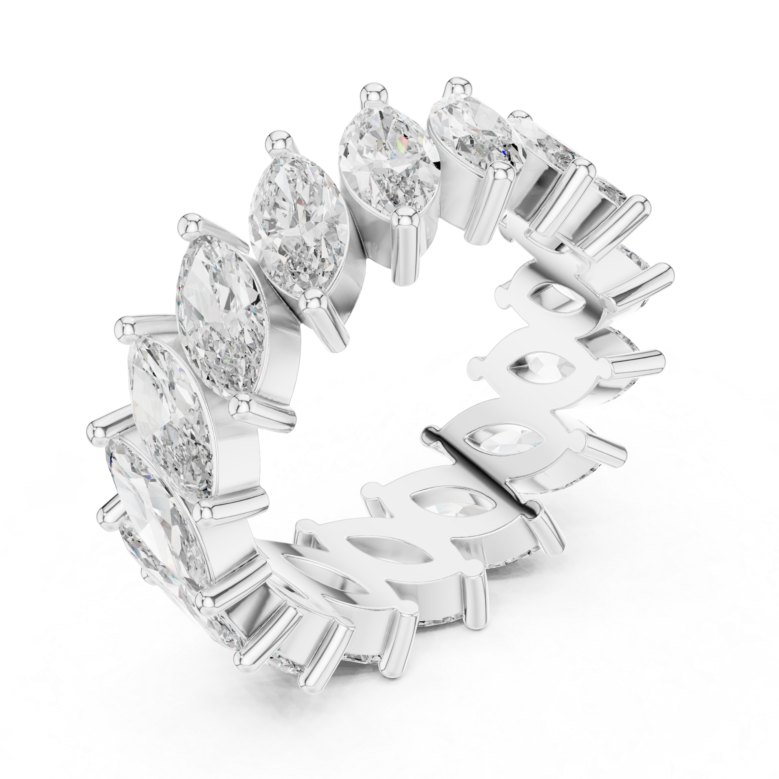Full Eternity Marquise-Cut Diamond Leaf Band Ring
