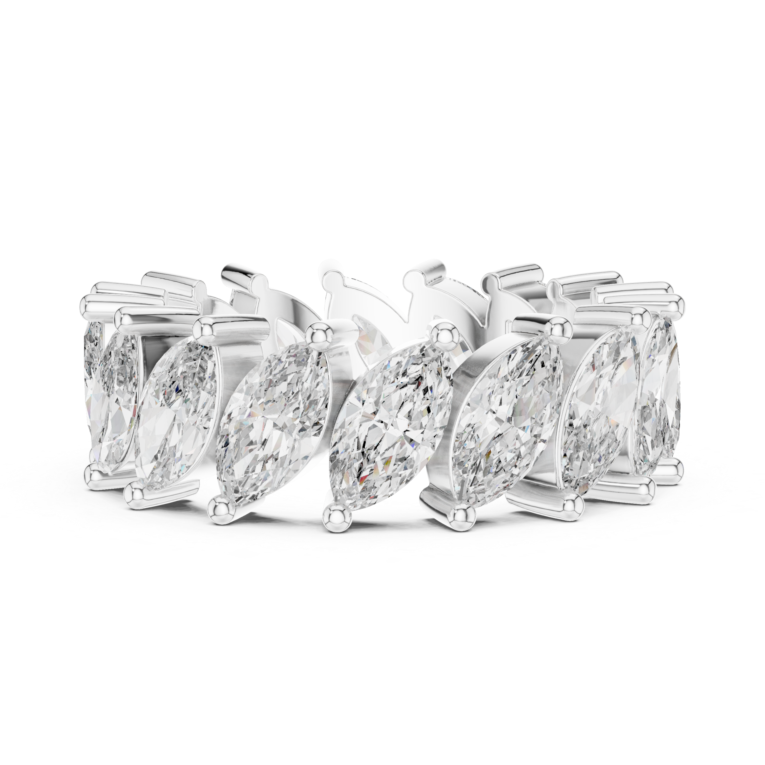 Full Eternity Marquise-Cut Diamond Leaf Band Ring