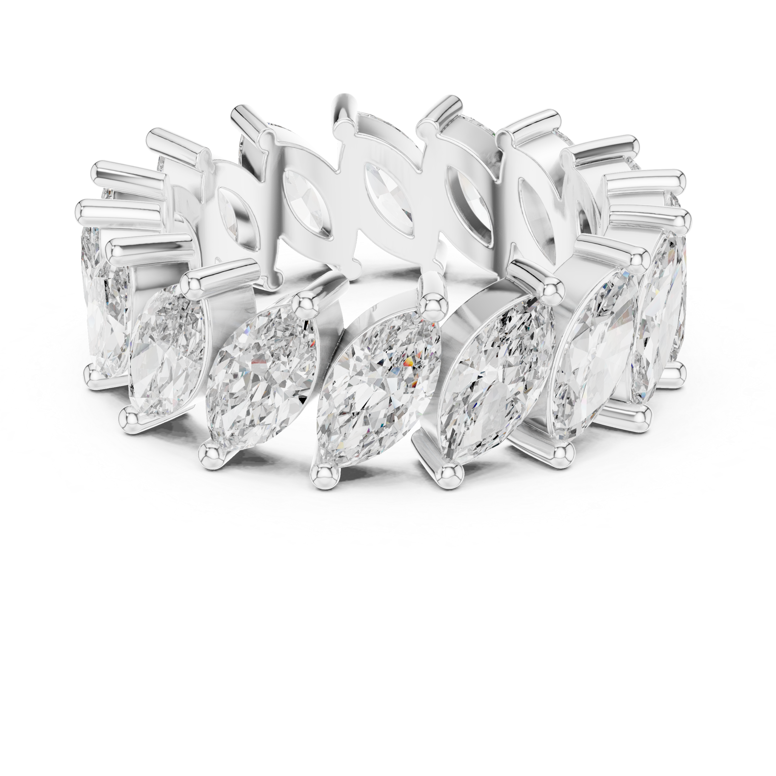 Full Eternity Marquise-Cut Diamond Leaf Band Ring