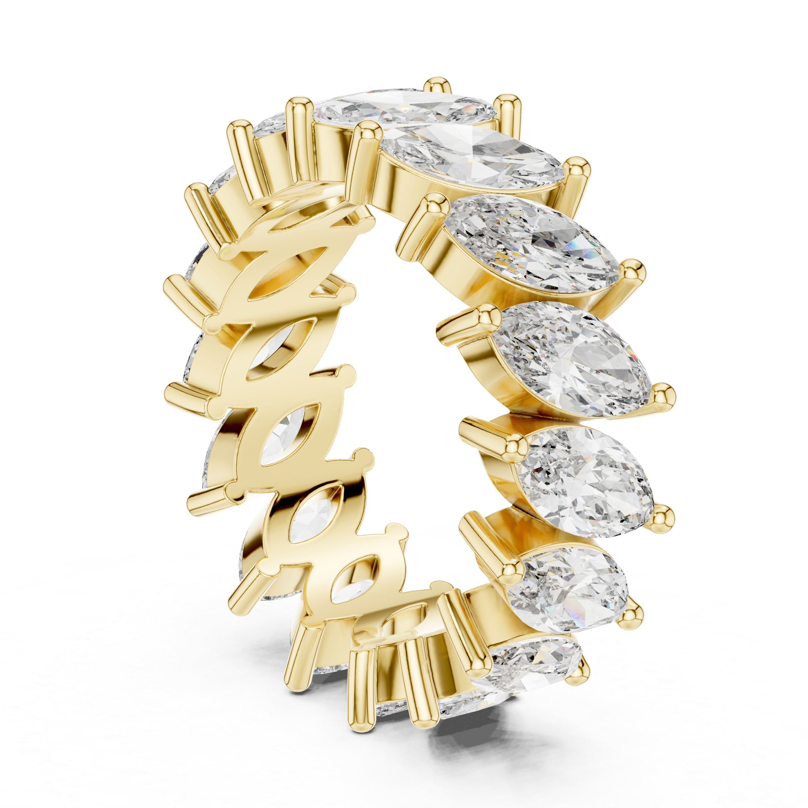 Full Eternity Marquise-Cut Diamond Leaf Band Ring