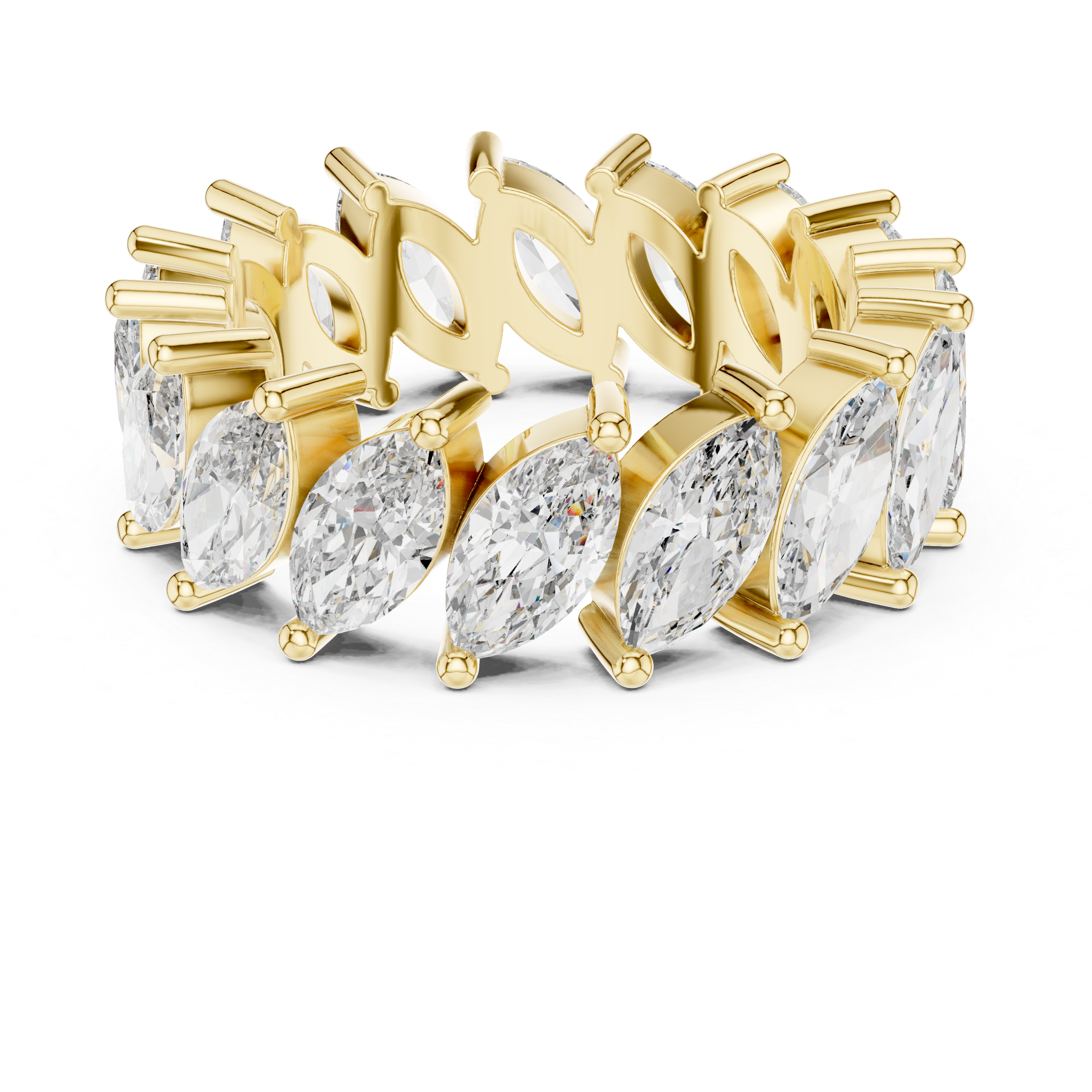 Full Eternity Marquise-Cut Diamond Leaf Band Ring