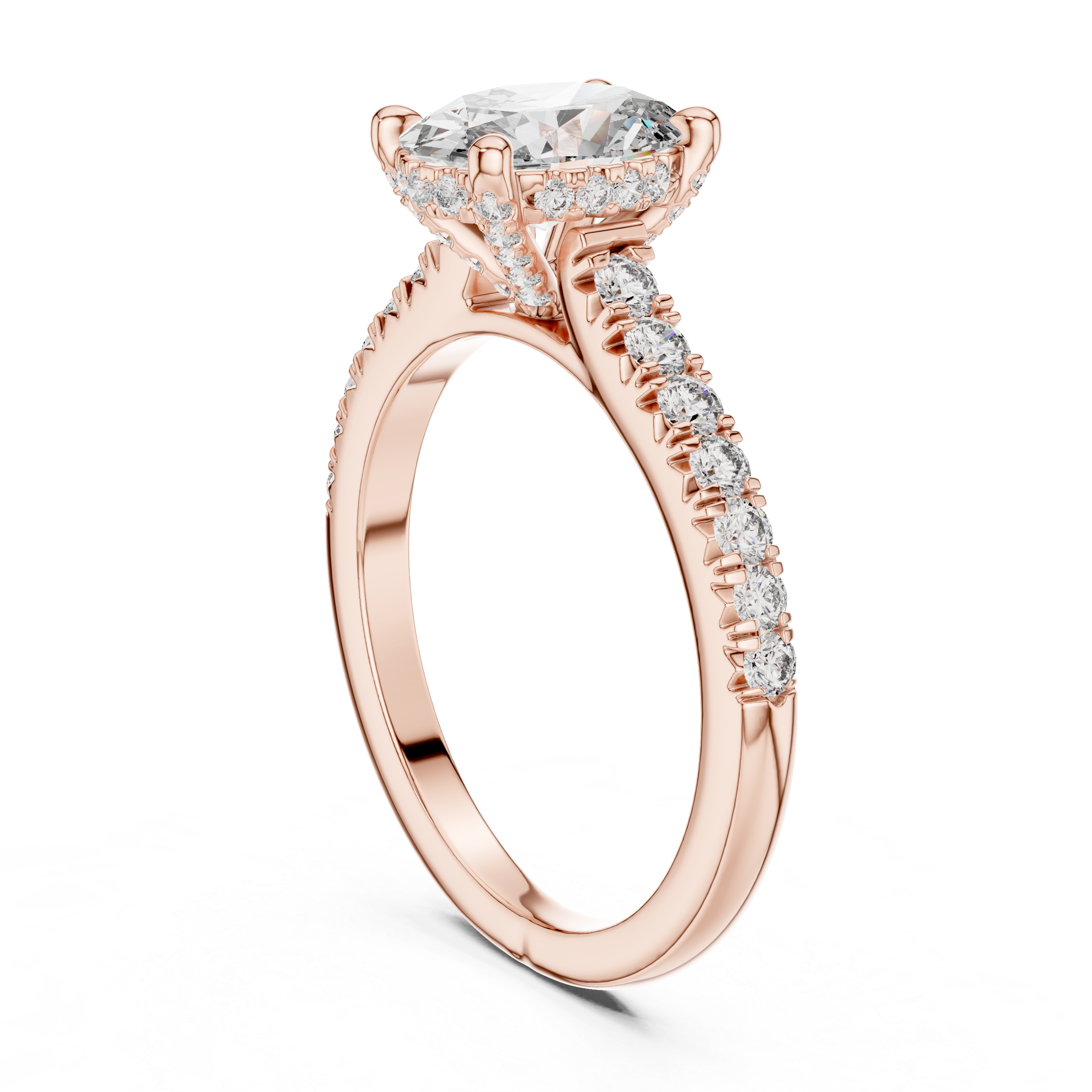 Oval-Cut Pavé Engagement Ring with Hidden Gallery Detail