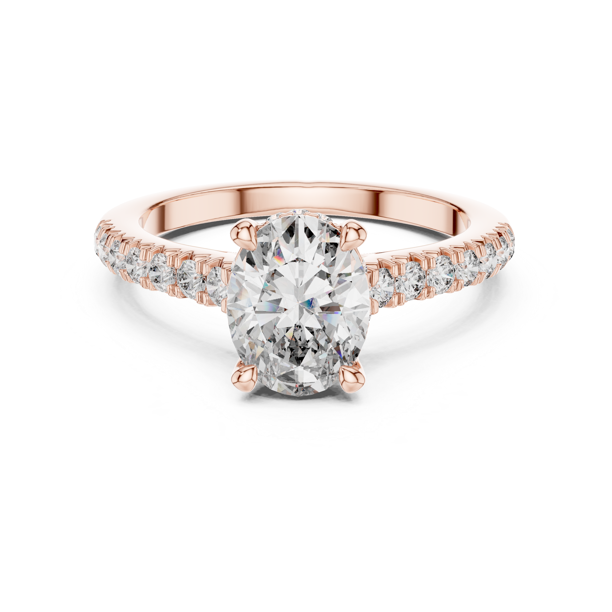 Oval-Cut Pavé Engagement Ring with Hidden Gallery Detail