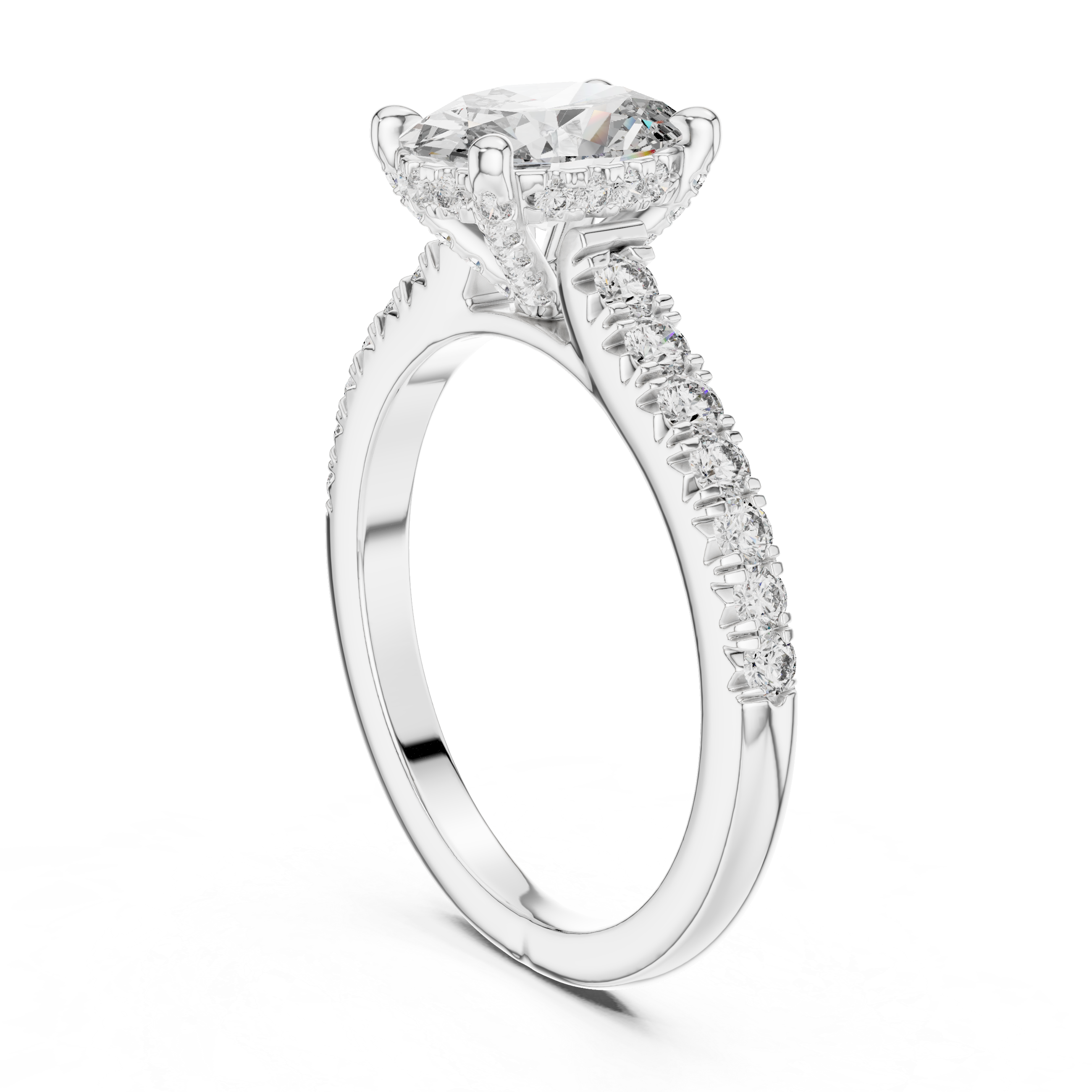 Oval-Cut Pavé Engagement Ring with Hidden Gallery Detail