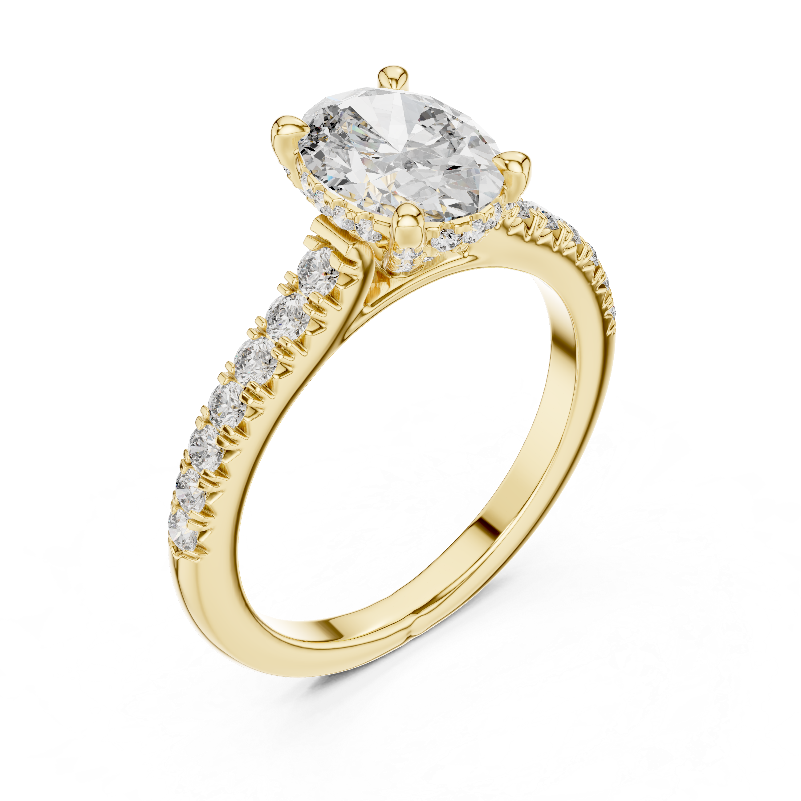 Oval-Cut Pavé Engagement Ring with Hidden Gallery Detail