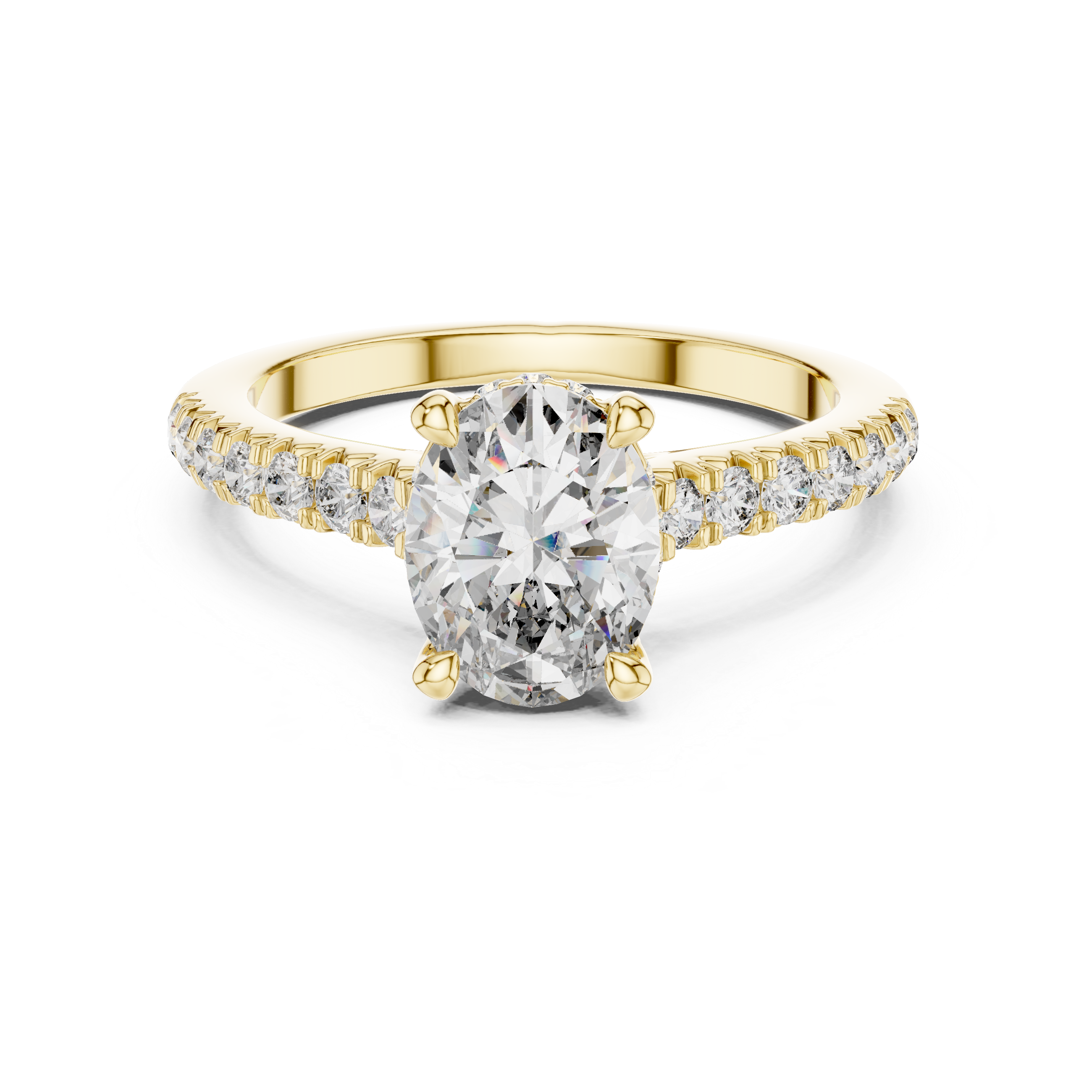 Oval-Cut Pavé Engagement Ring with Hidden Gallery Detail