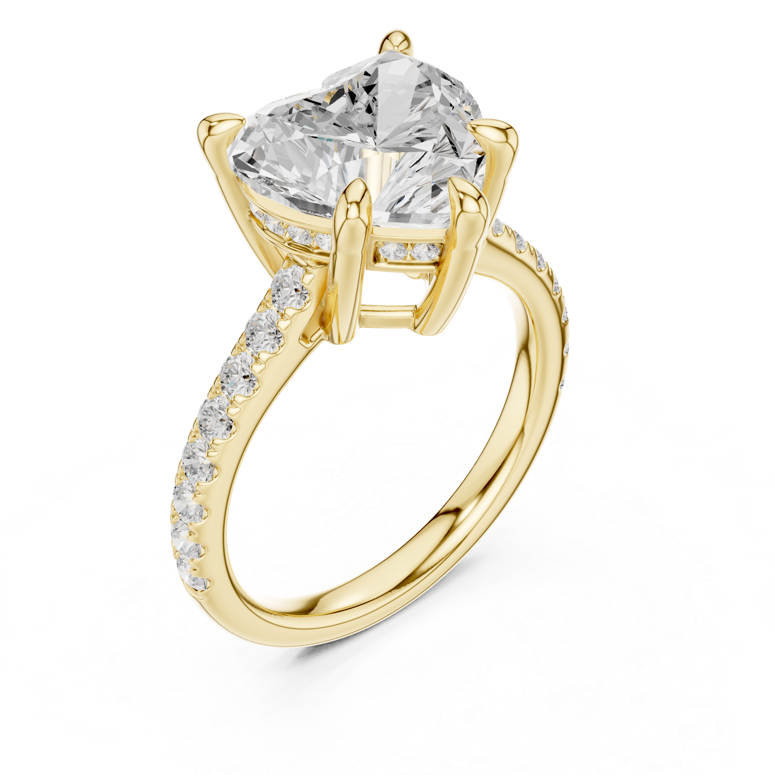 Heart Cut Hidden Halo Cathedral Engagement Ring