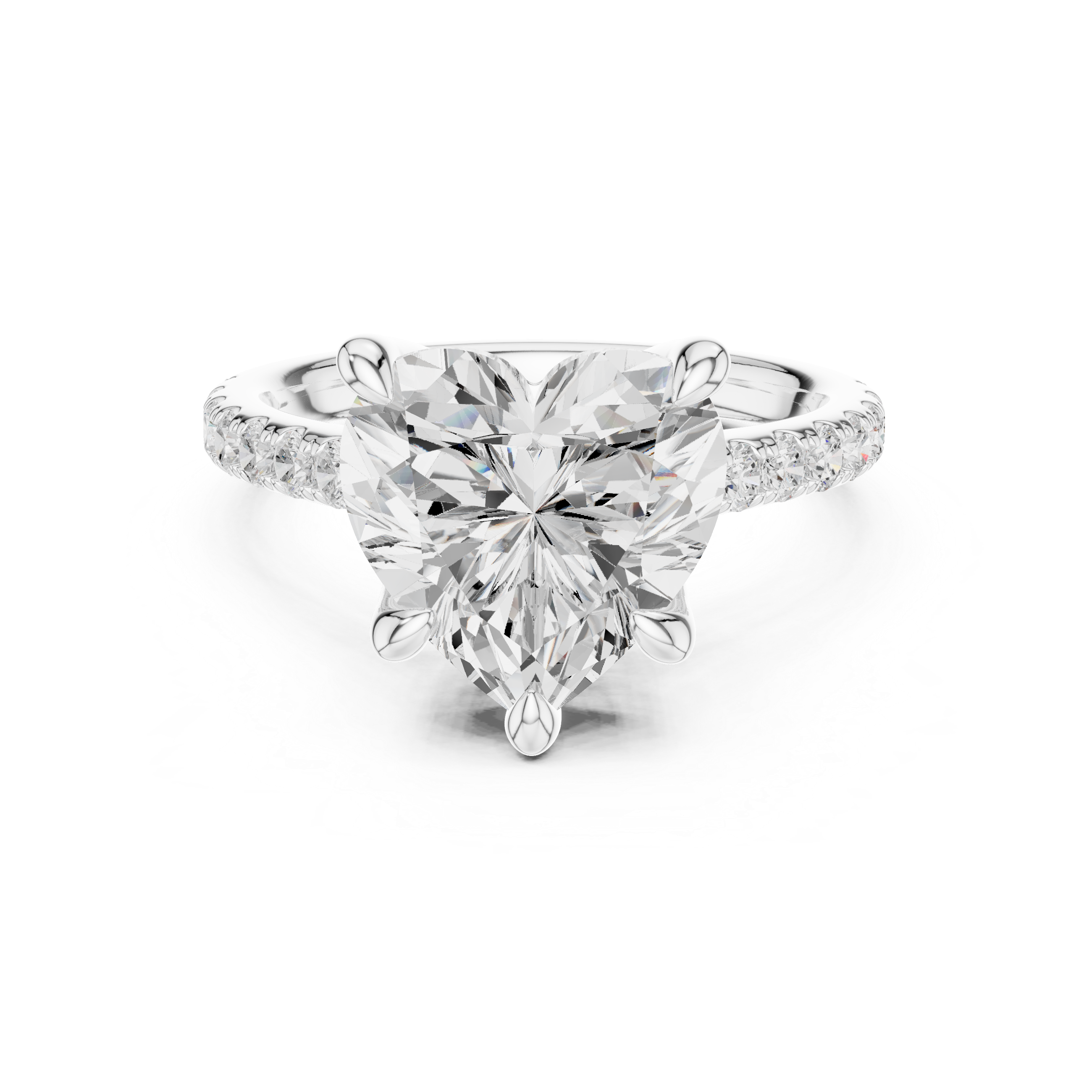 Heart Cut Hidden Halo Cathedral Engagement Ring