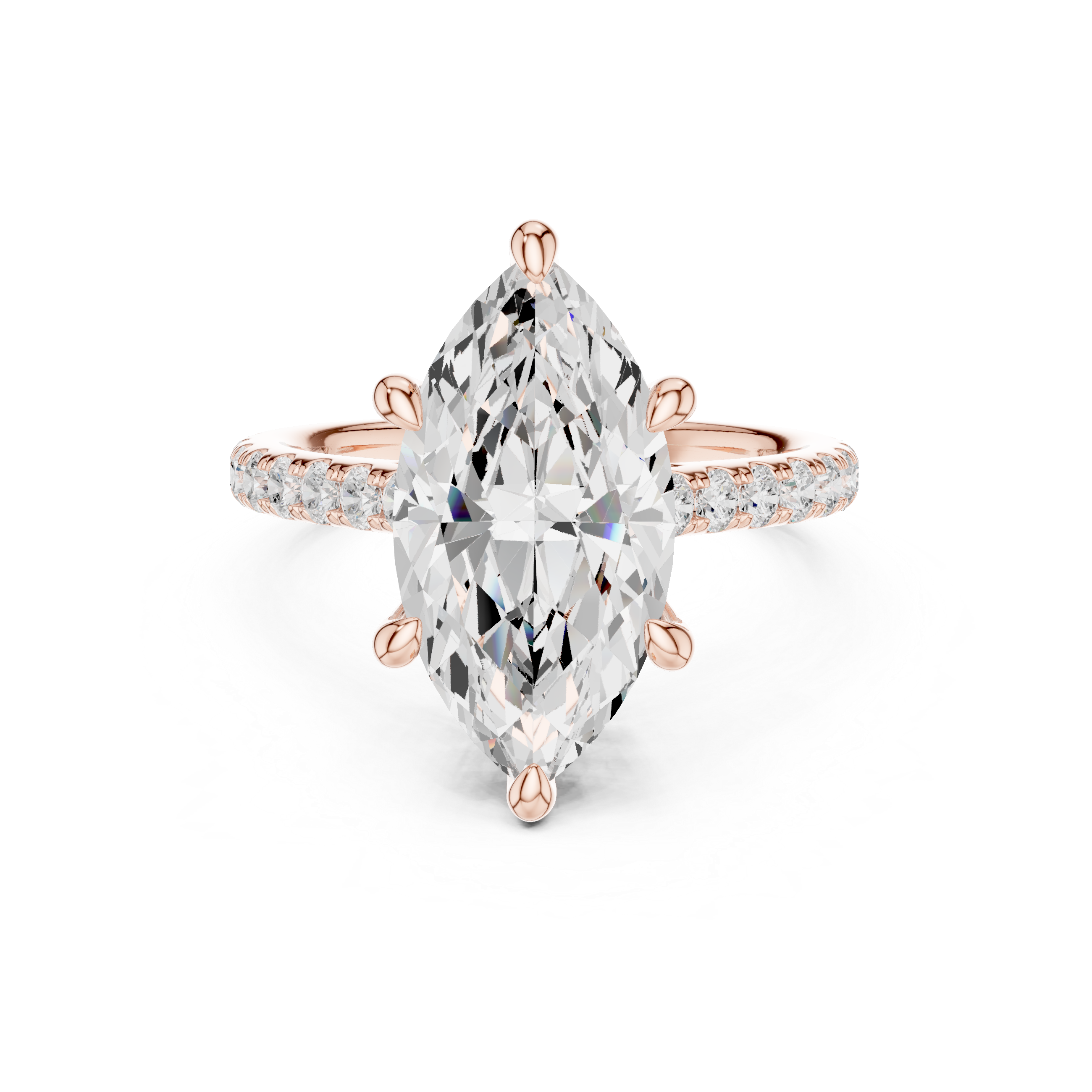 Marquise Cut Hidden Halo Cathedral Engagement Ring