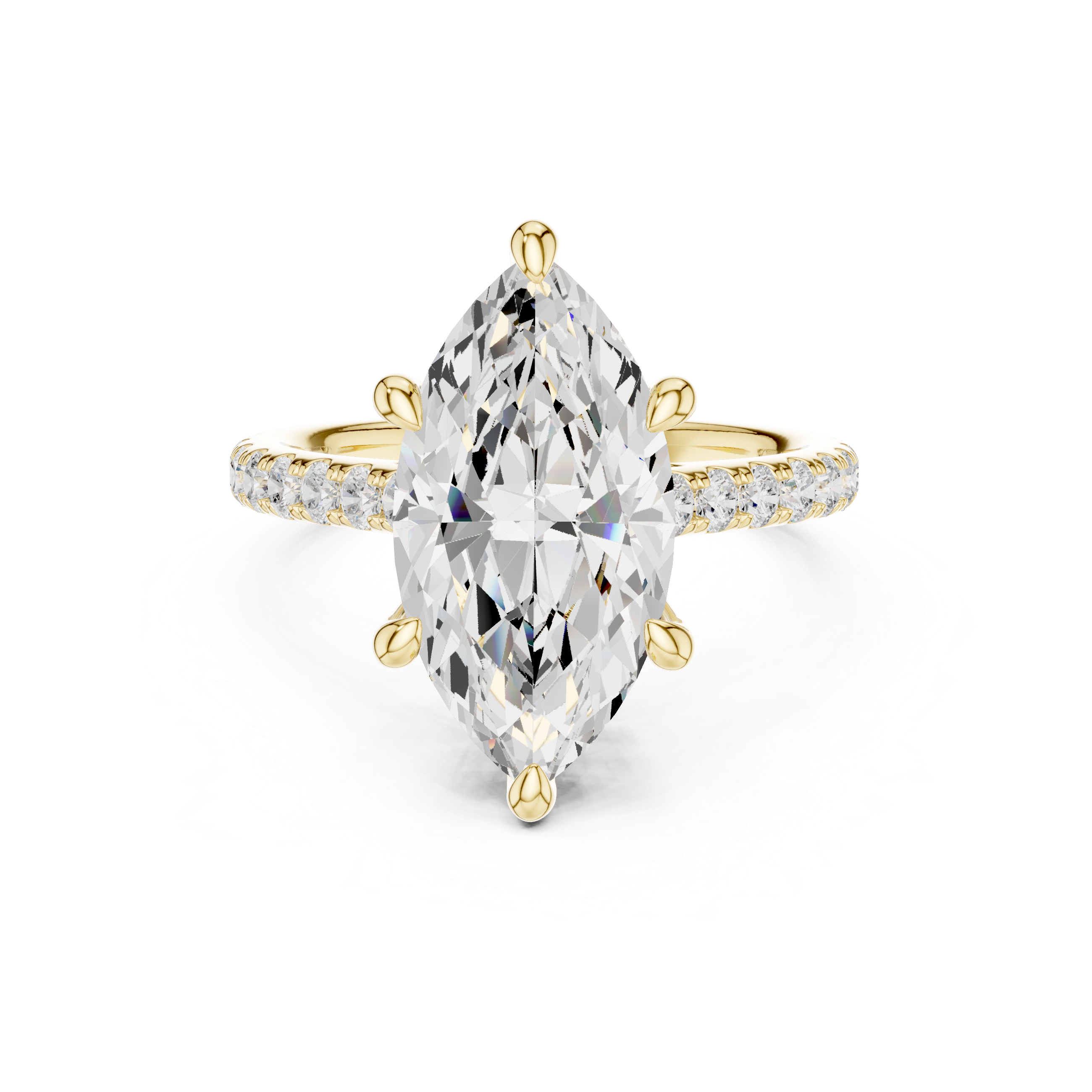 Marquise Cut Hidden Halo Cathedral Engagement Ring