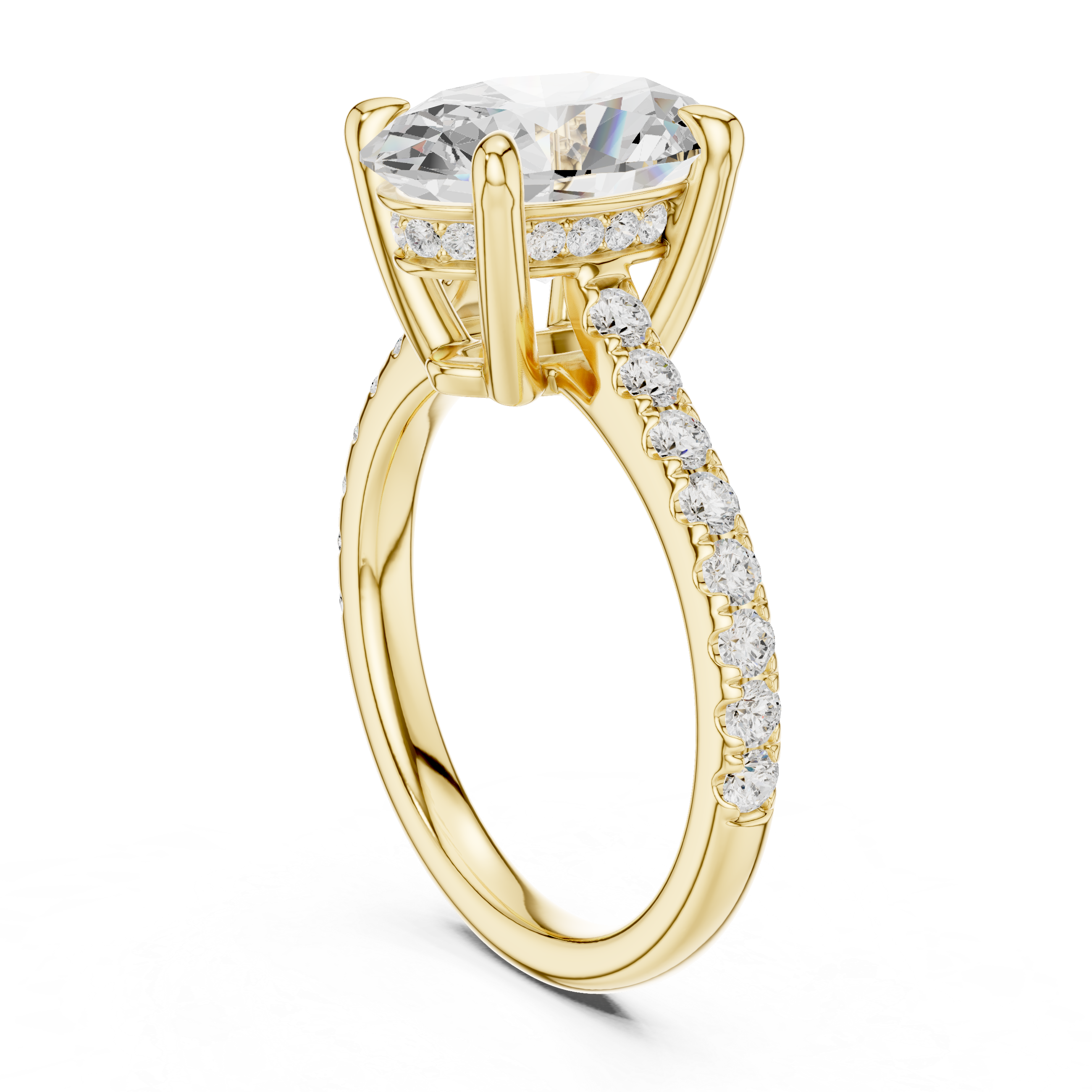 Oval Cut Hidden Halo Cathedral Engagement Ring