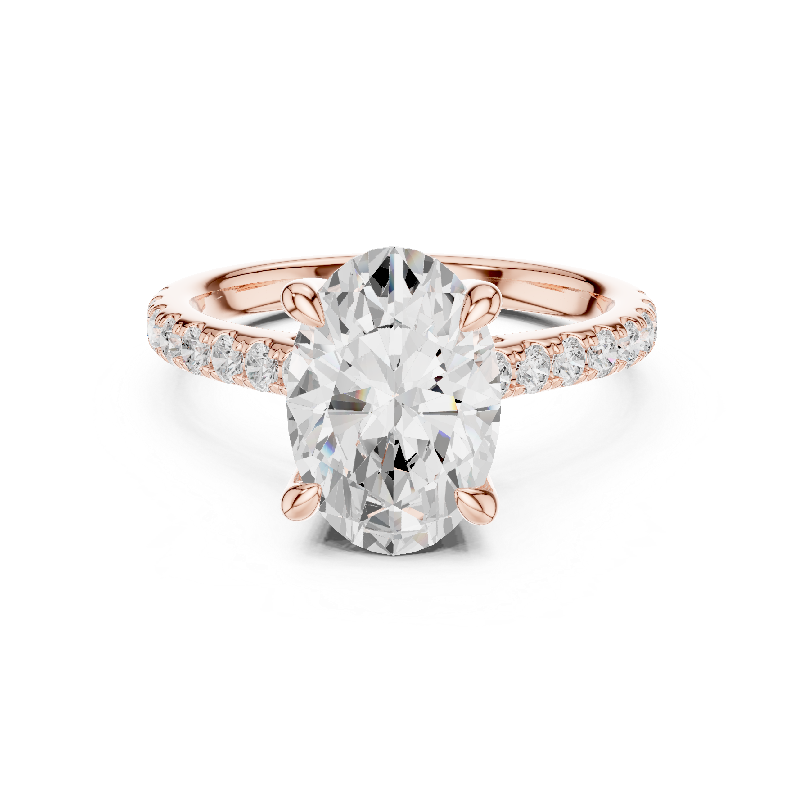 Oval Cut Hidden Halo Cathedral Engagement Ring