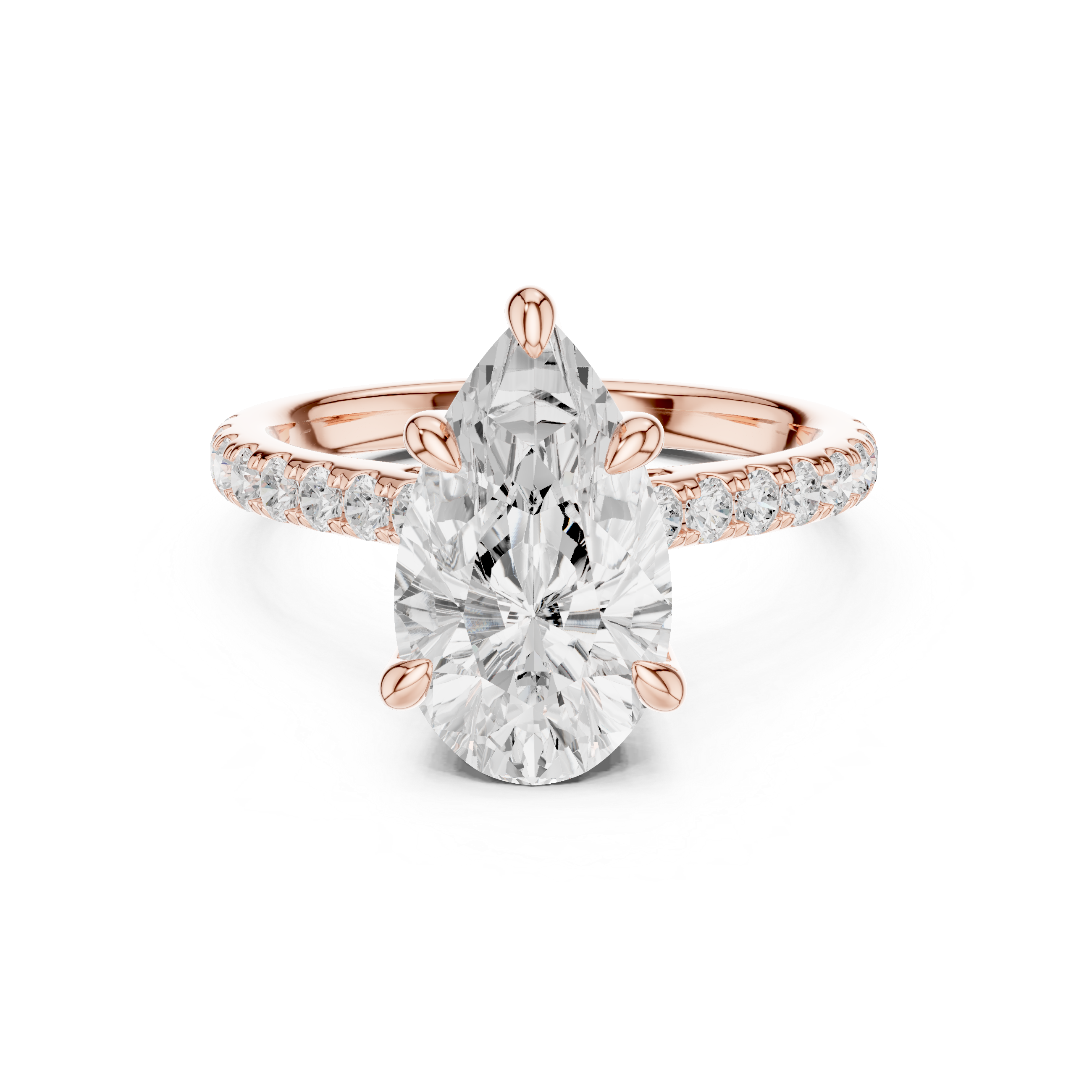 Pear Cut Hidden Halo Cathedral Engagement Ring