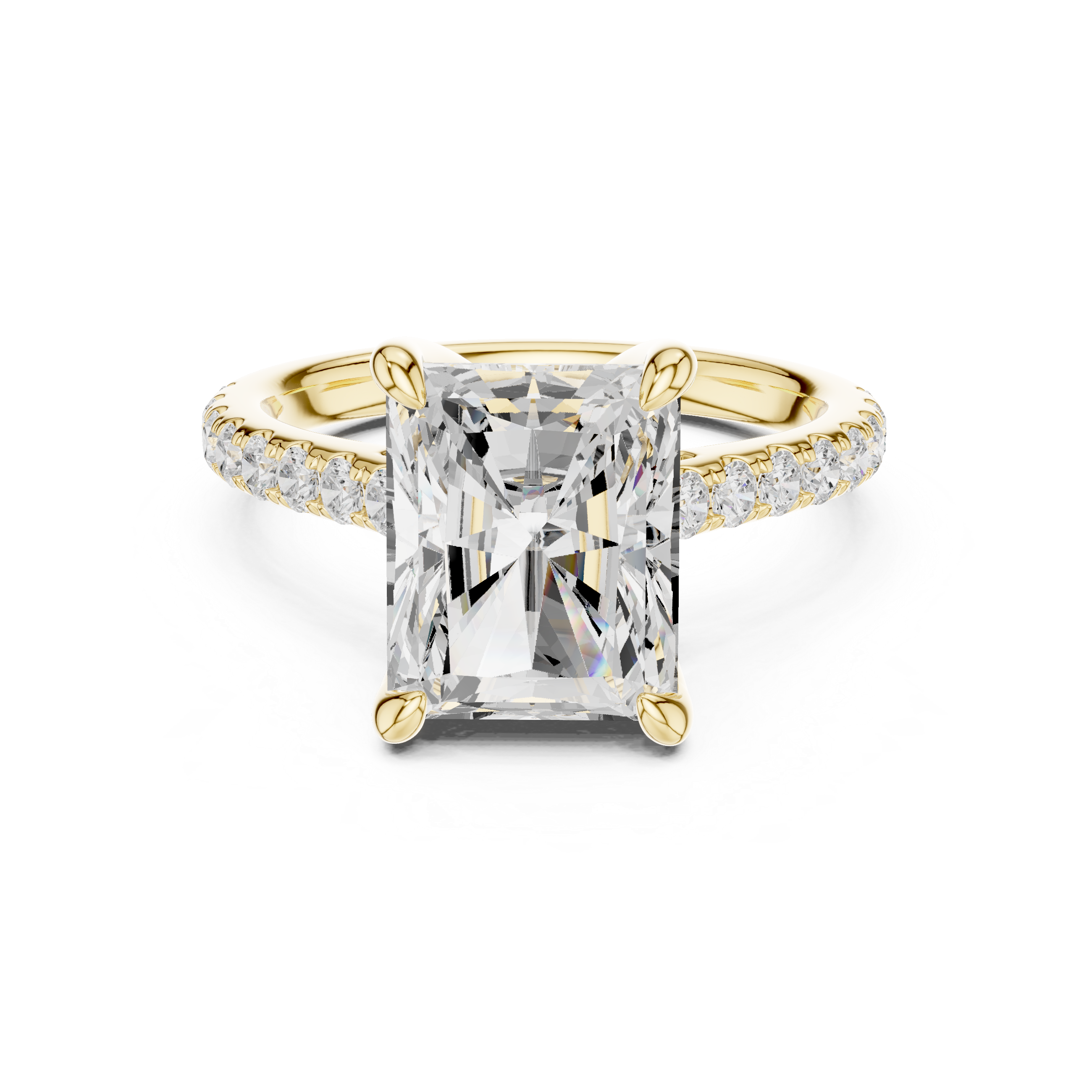 Radiant Cut Hidden Halo Cathedral Engagement Ring
