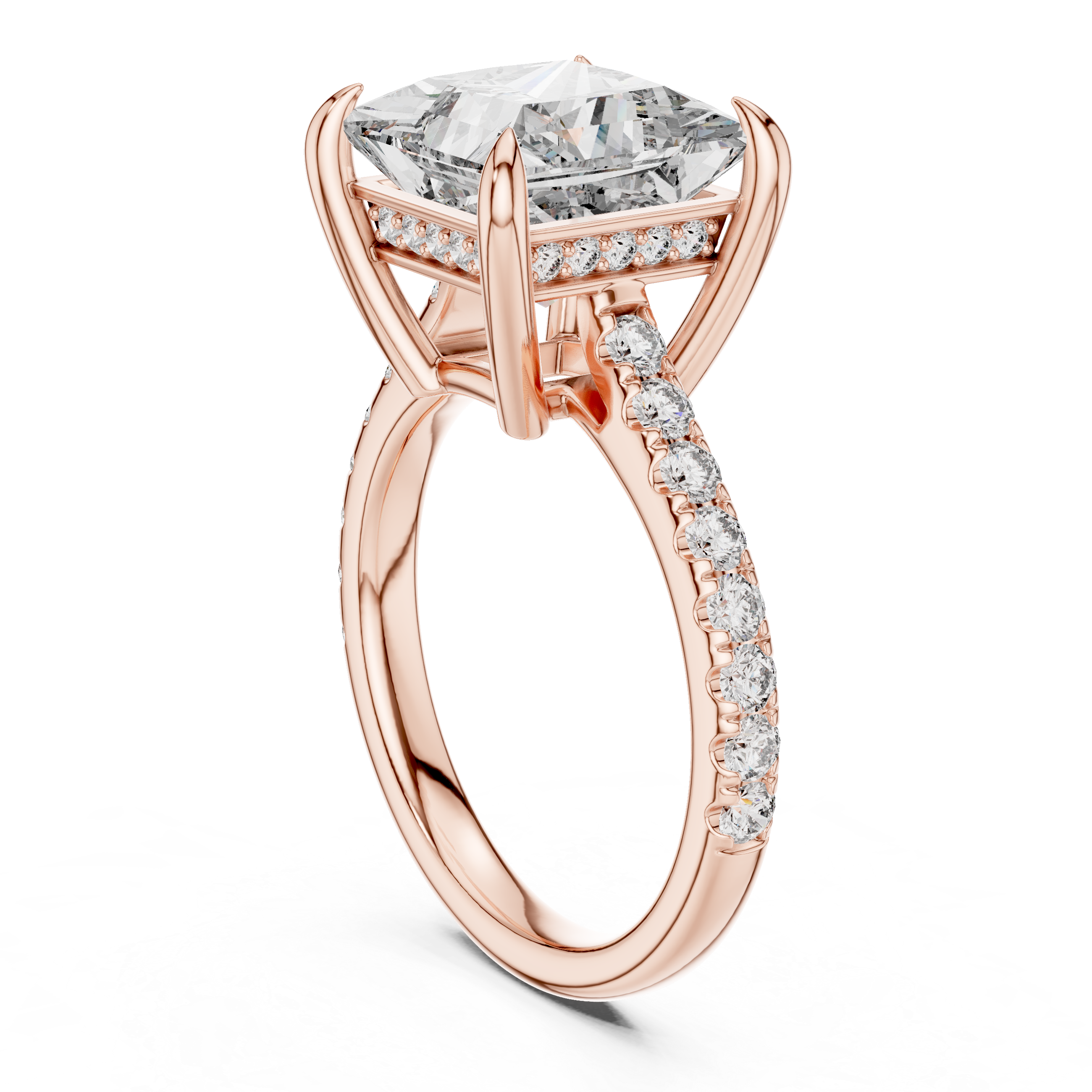 Princess-Cut Pavé Cathedral Engagement Ring