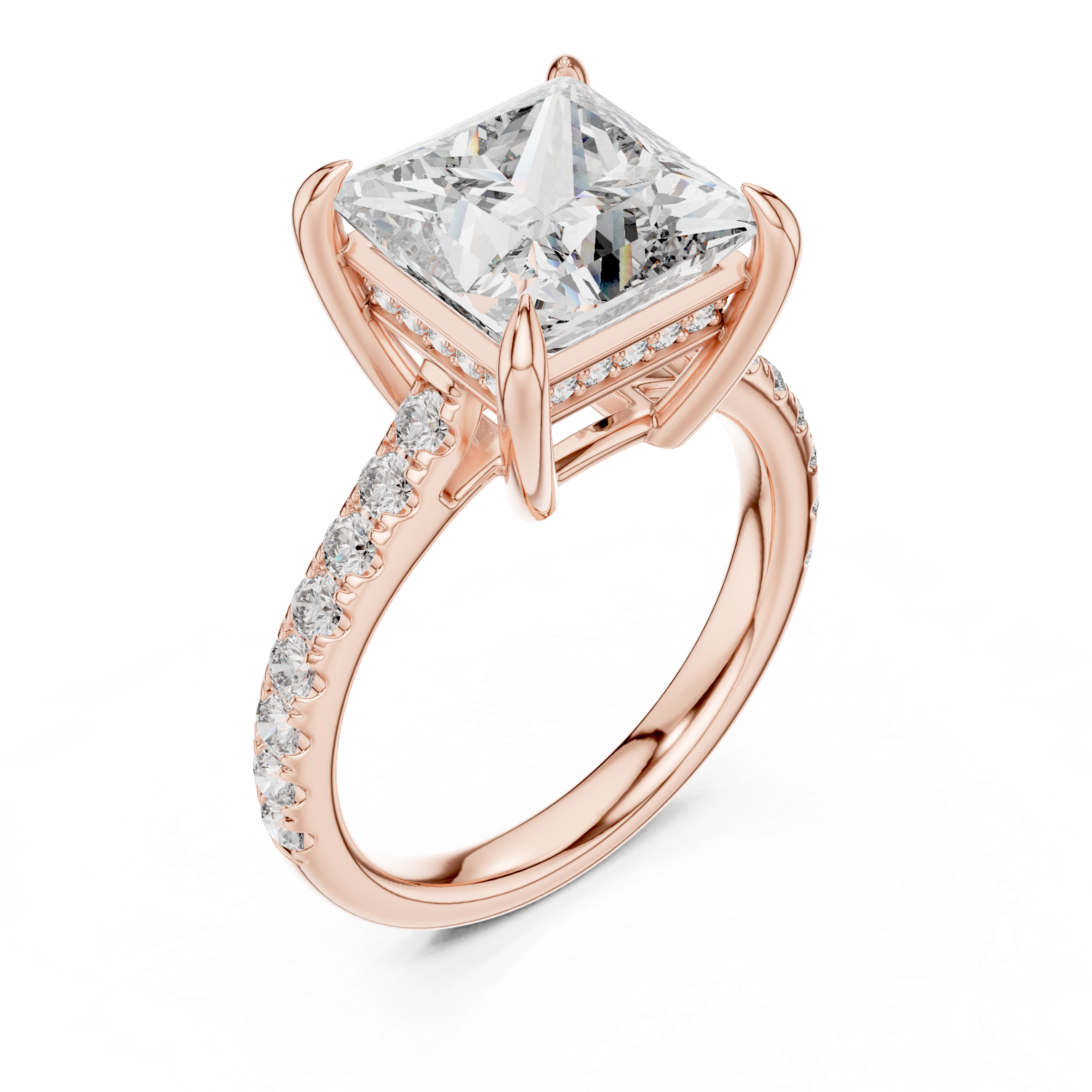 Princess-Cut Pavé Cathedral Engagement Ring