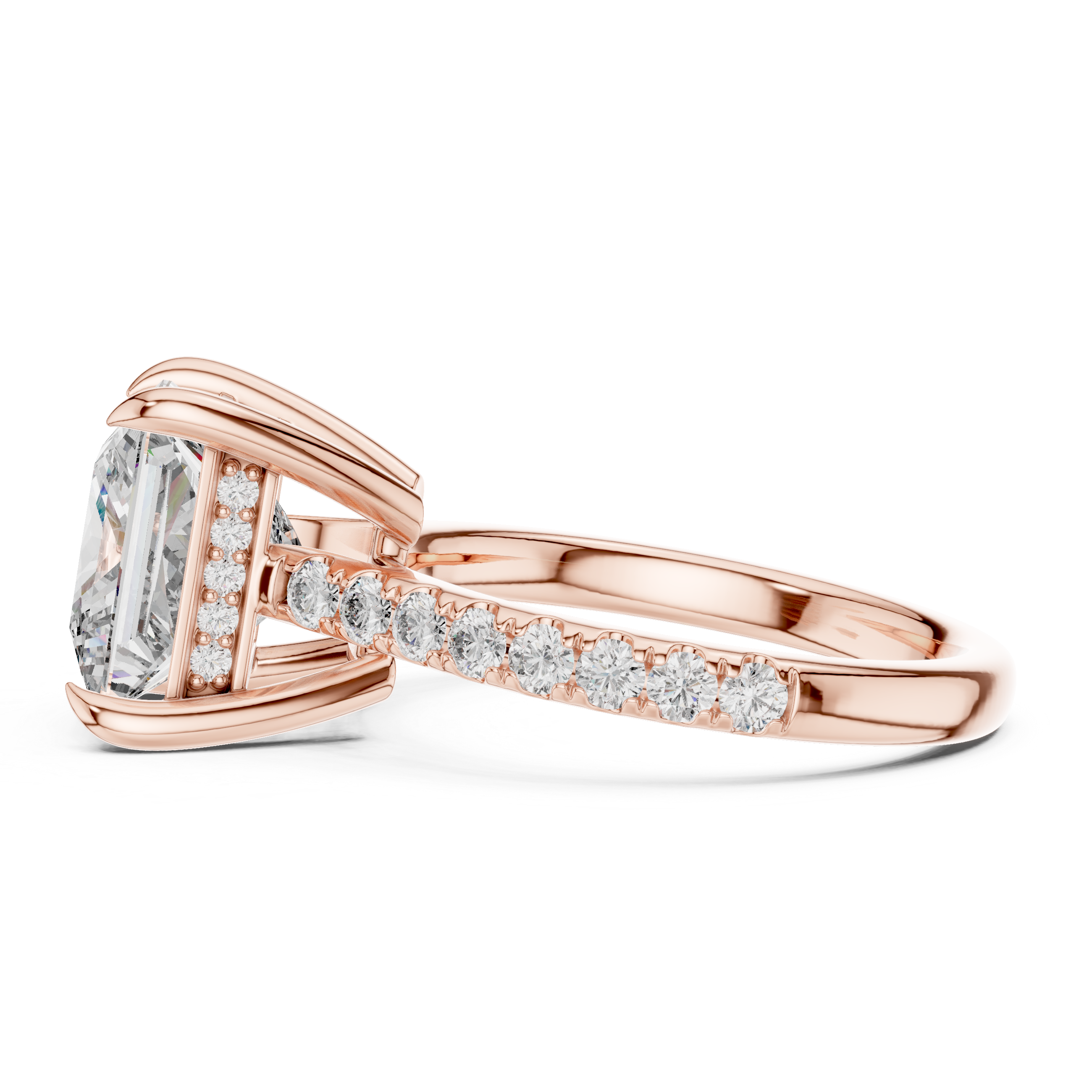 Princess-Cut Pavé Cathedral Engagement Ring