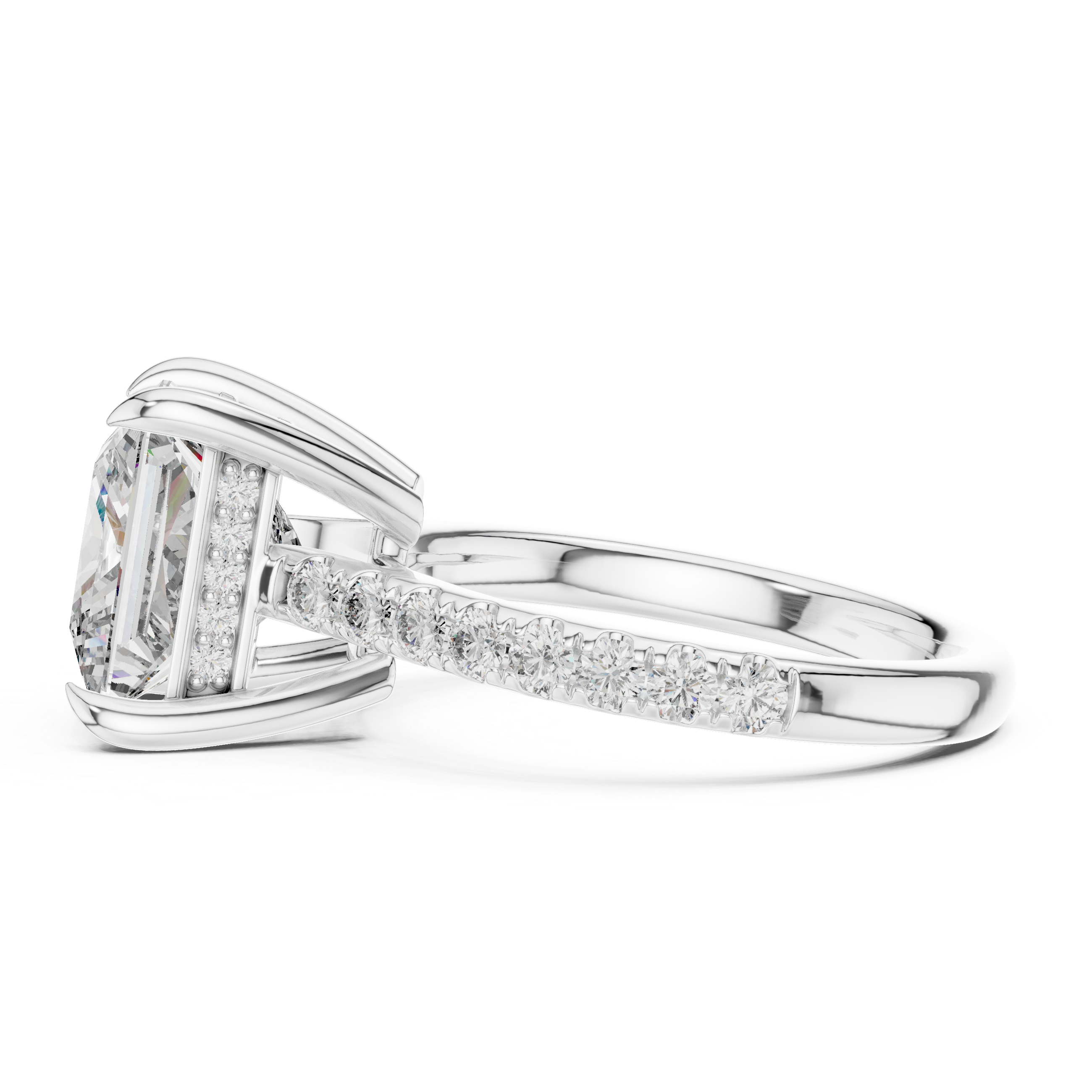 Princess-Cut Pavé Cathedral Engagement Ring