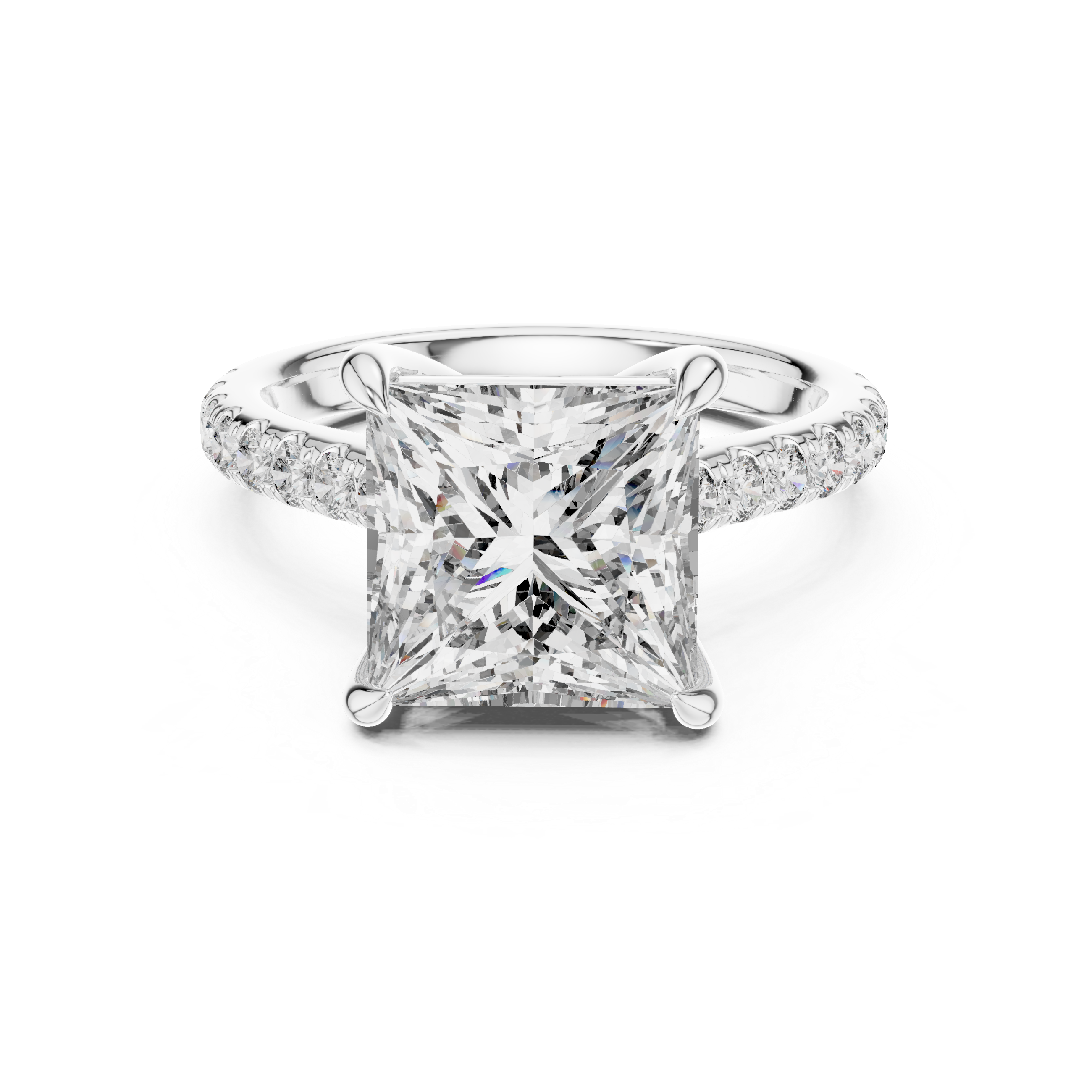 Princess-Cut Pavé Cathedral Engagement Ring