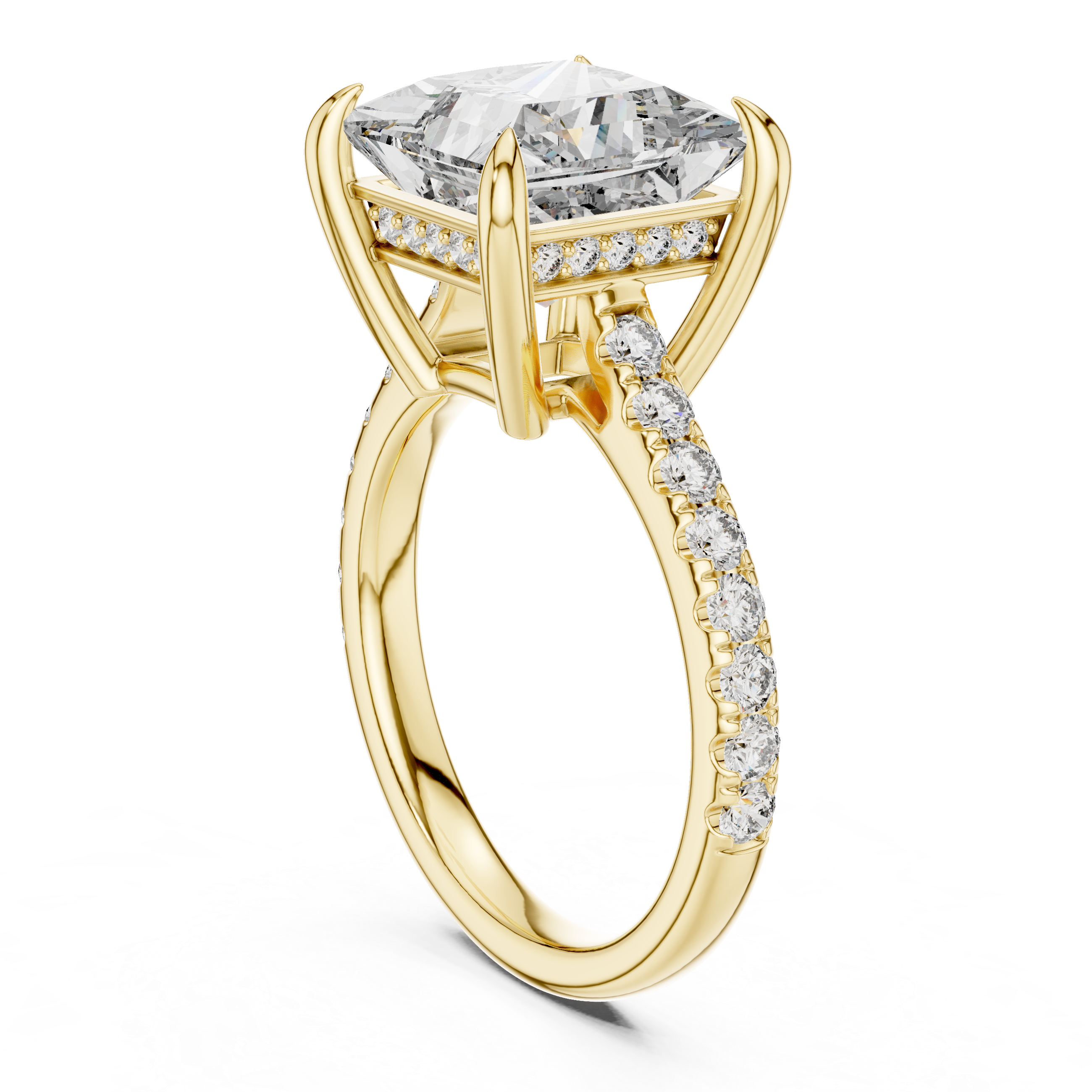 Princess-Cut Pavé Cathedral Engagement Ring