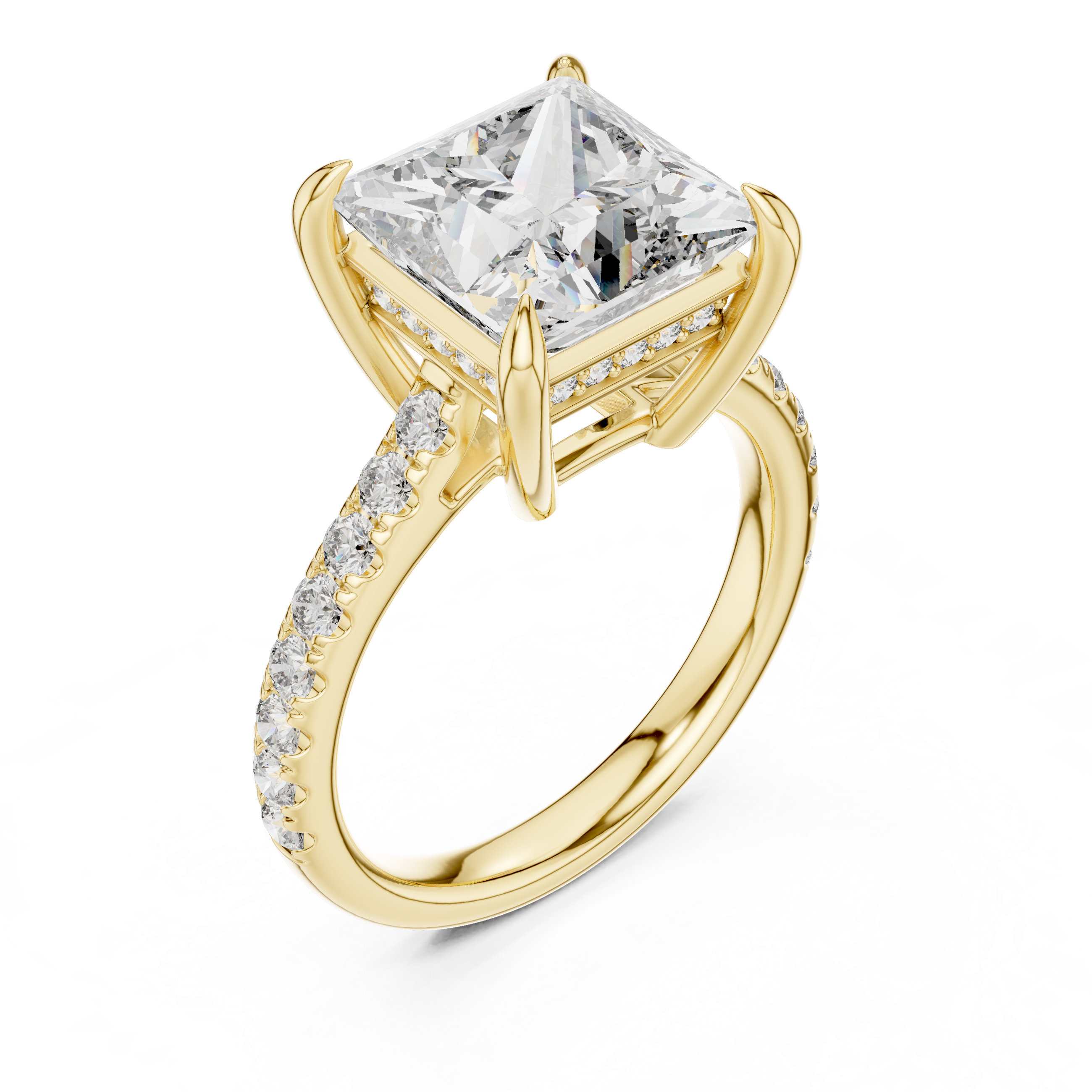 Princess-Cut Pavé Cathedral Engagement Ring