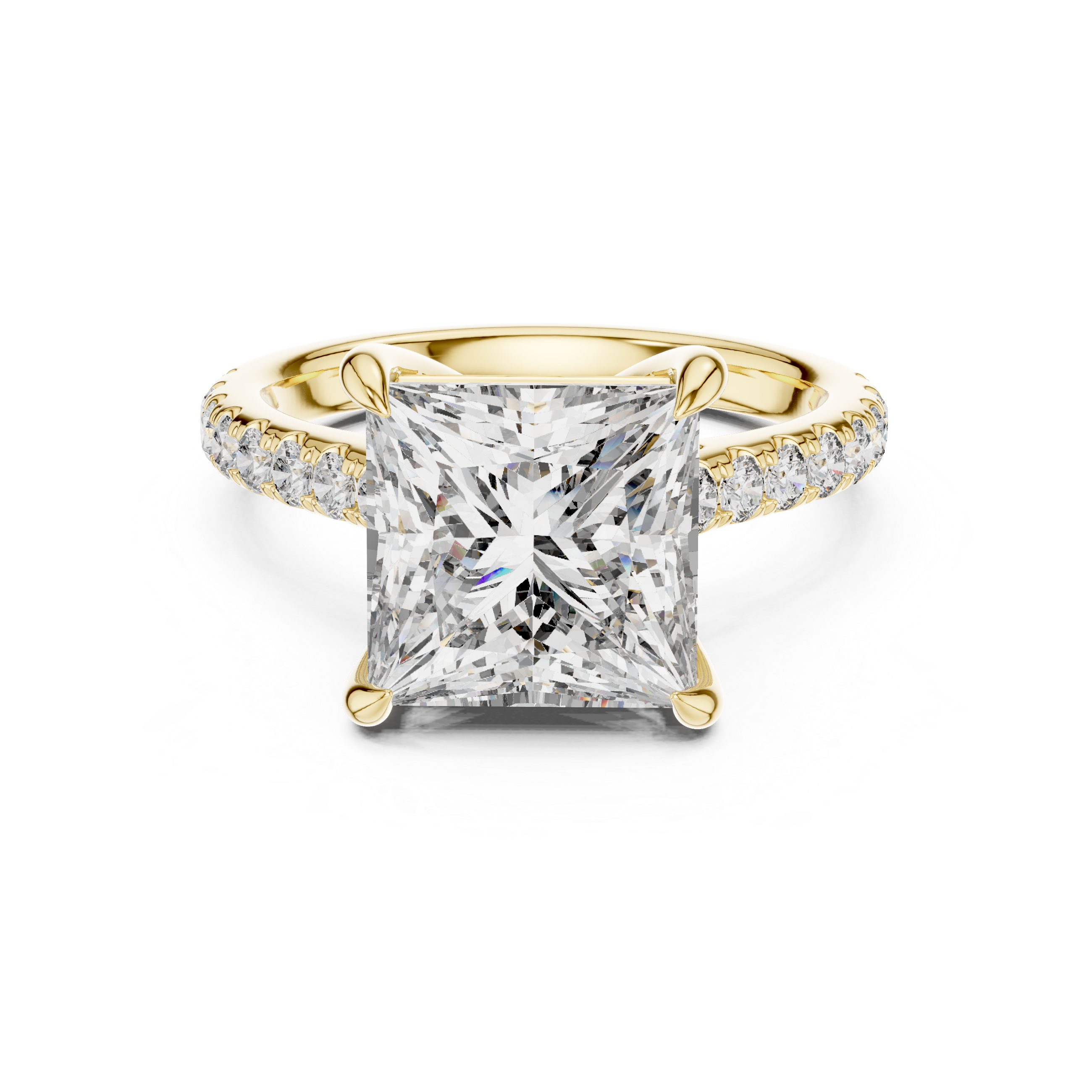 Princess-Cut Pavé Cathedral Engagement Ring