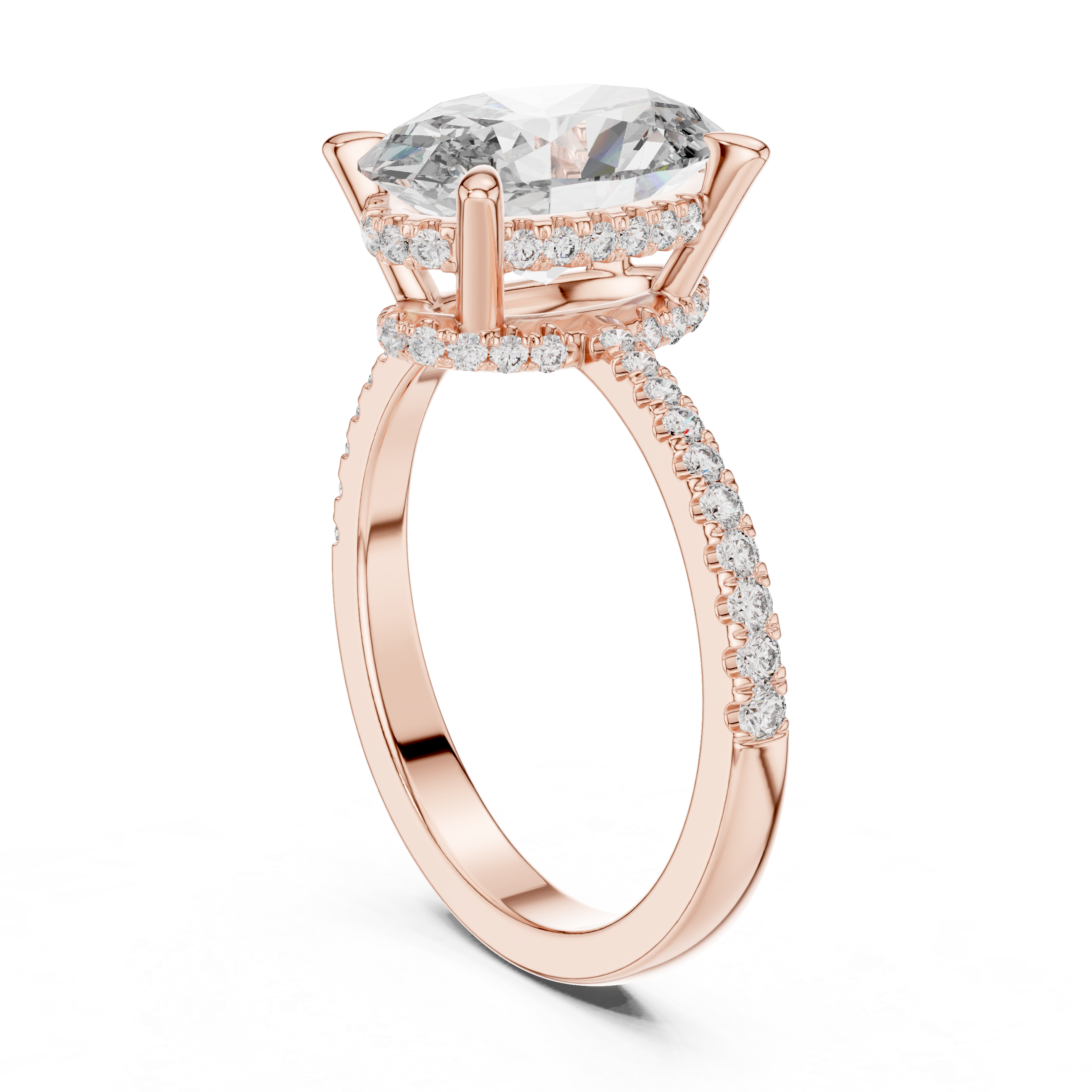 Oval-Cut Pavé Cathedral Engagement Ring