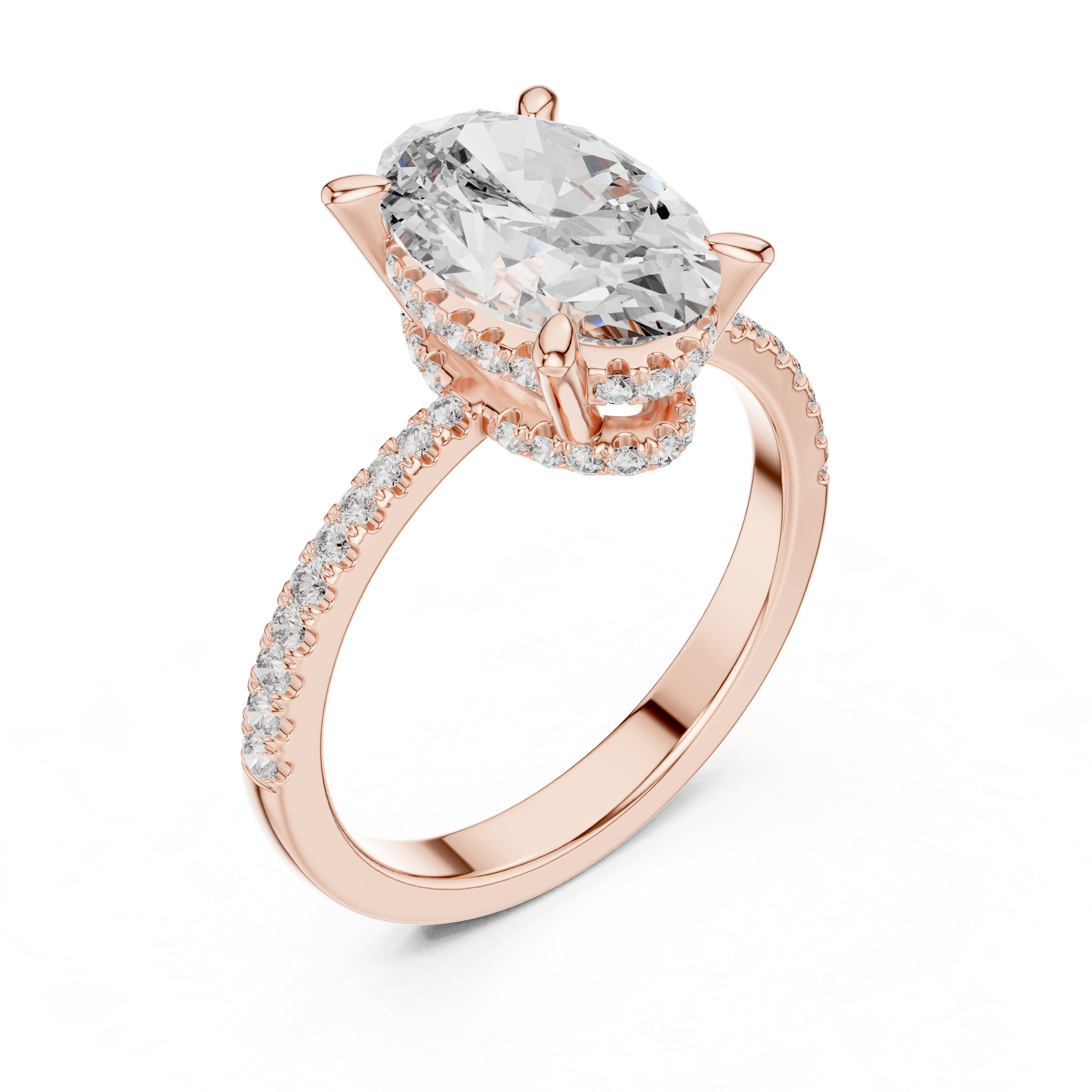 Oval-Cut Pavé Cathedral Engagement Ring